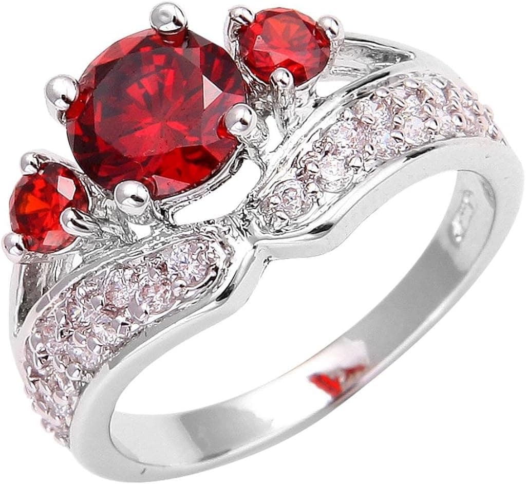 FOLLOWMOON 18K Gold Plated Use Cubic Zirconia Crystal Engagement Wedding Ring