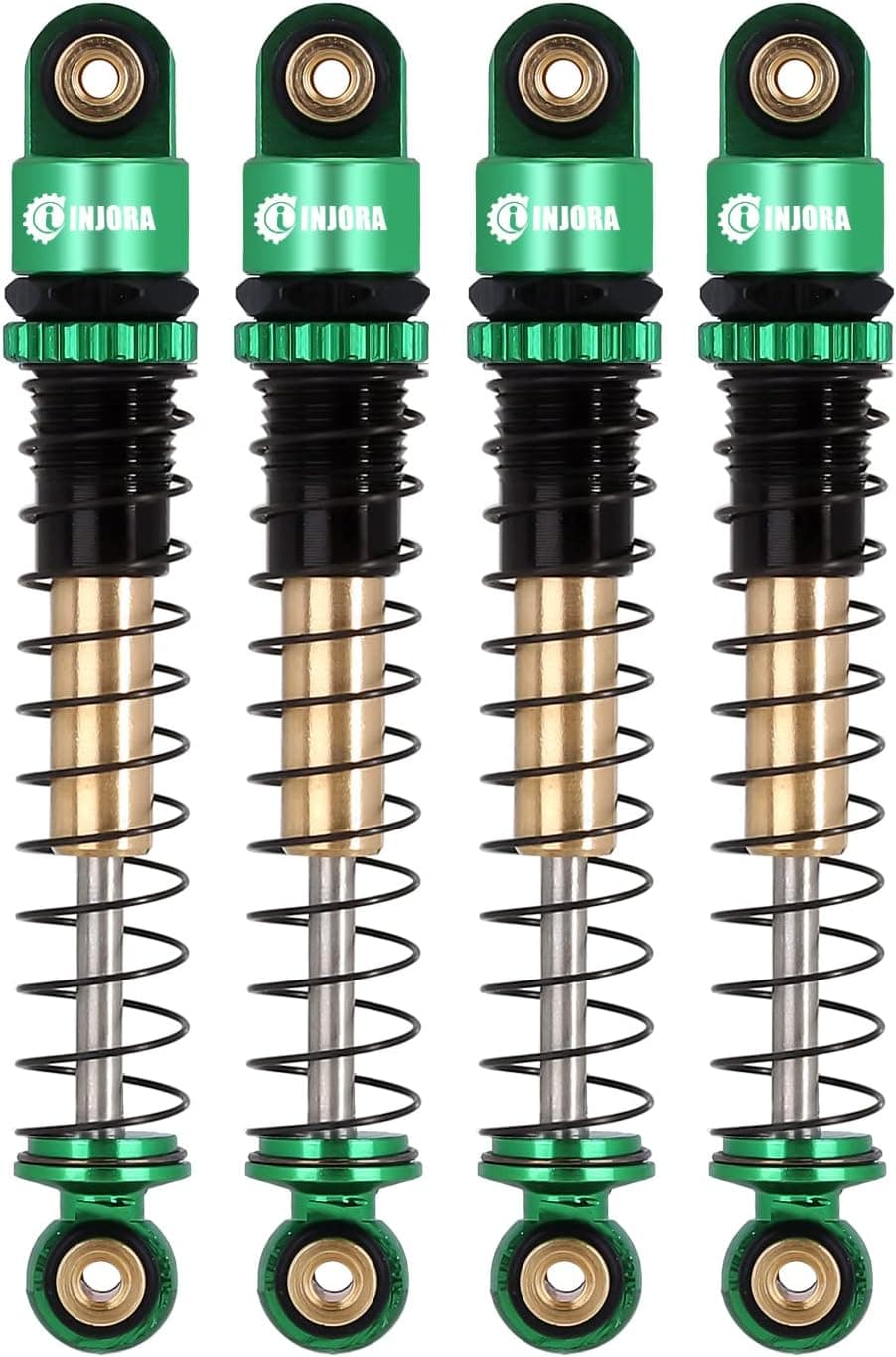 INJORA RC Shocks 43mm Aluminum Threaded Tele Shocks for Scx24 AXI90081 Deadbolt 1/24 Crawler Car,4Pcs(Green)