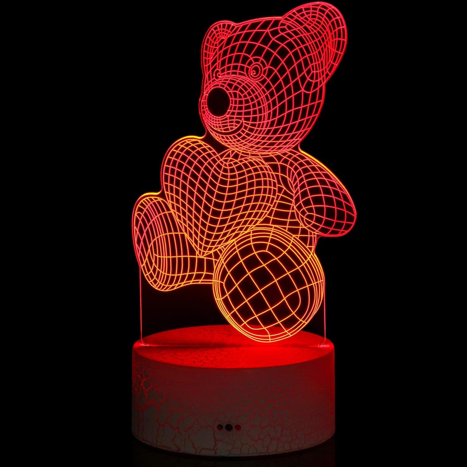 Valentines Day 3D Bear Night Light 16 Colors Change Sleep Lamp Optical Illusion Lamp LED Bear Desk Lamp for Lover Wife Boyfriend Girlfriend, Remote Touch Happy Valentine's Day Gift