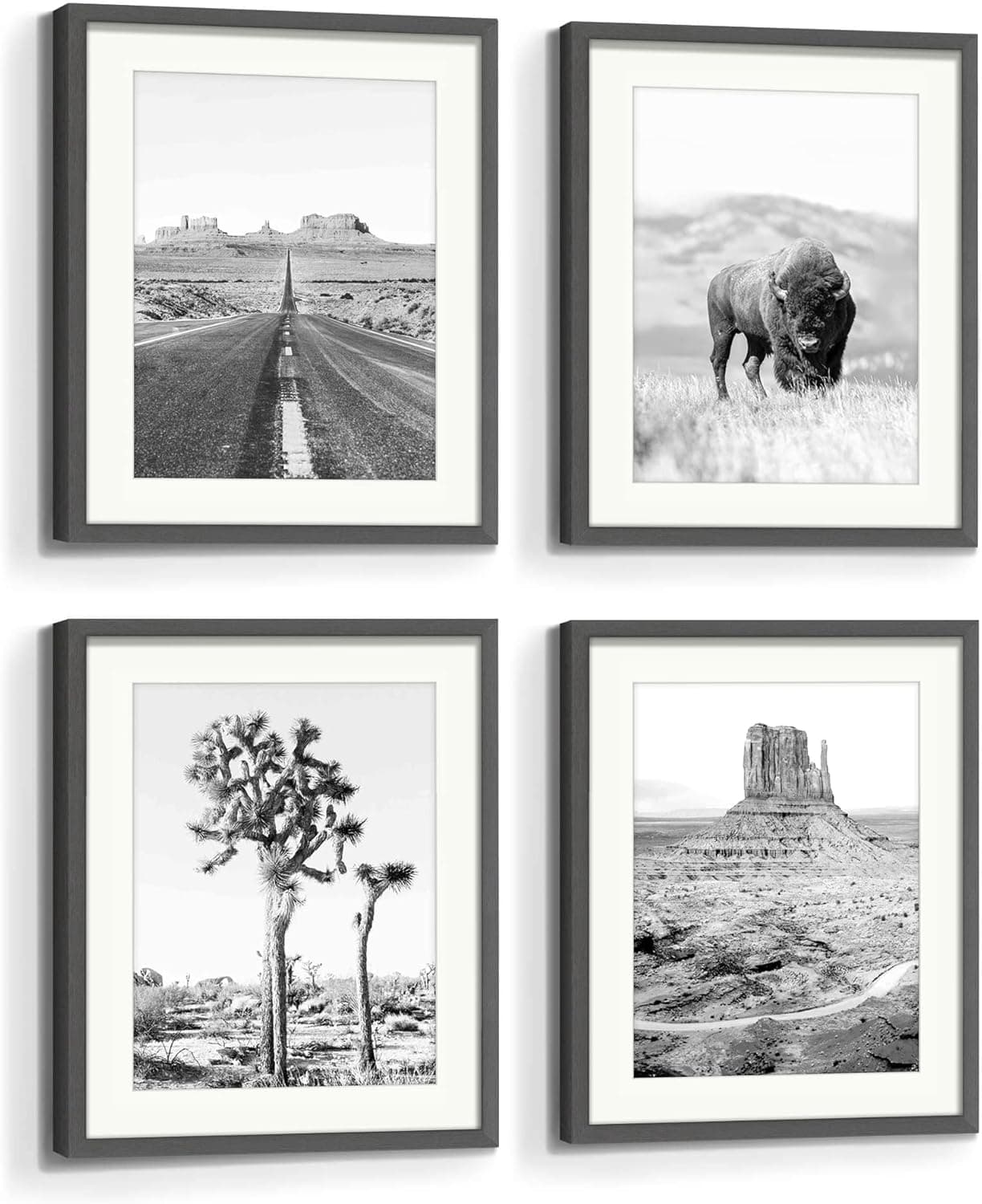 Bedroom Southwest Framed Wall Art: Living Room Desert Nature Landscape Painting Wilderness Scenery Print Decor Black Western National Park Artwork Bison Joshua Tree Monument Valley Picture