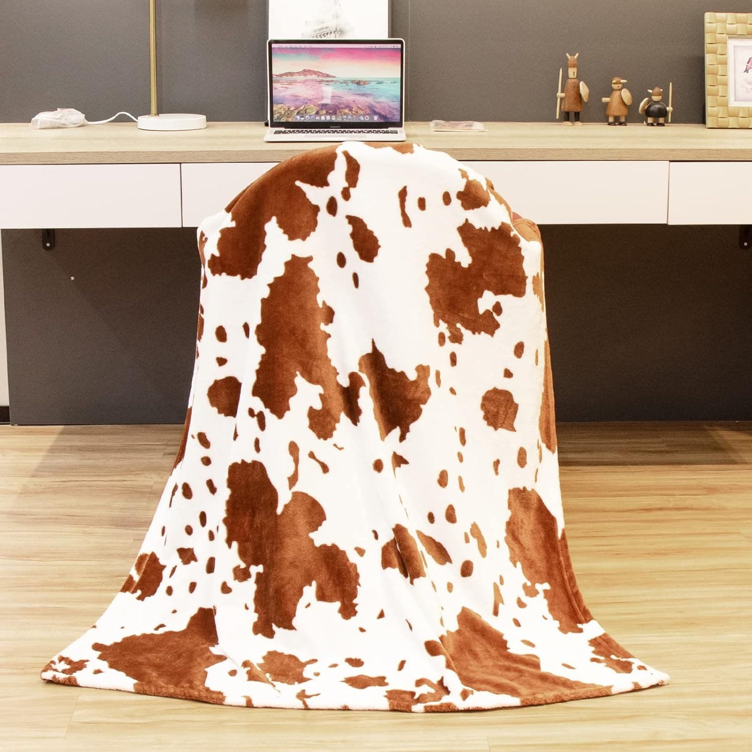 Fuzzy Black Cow Print Blanket Adult Baby Soft Warm Cozy Fleece Cat and Dog Blanket Soft & Warm Fleece Flannel Pet Blanket, Great Pet Throw 40 * 50in