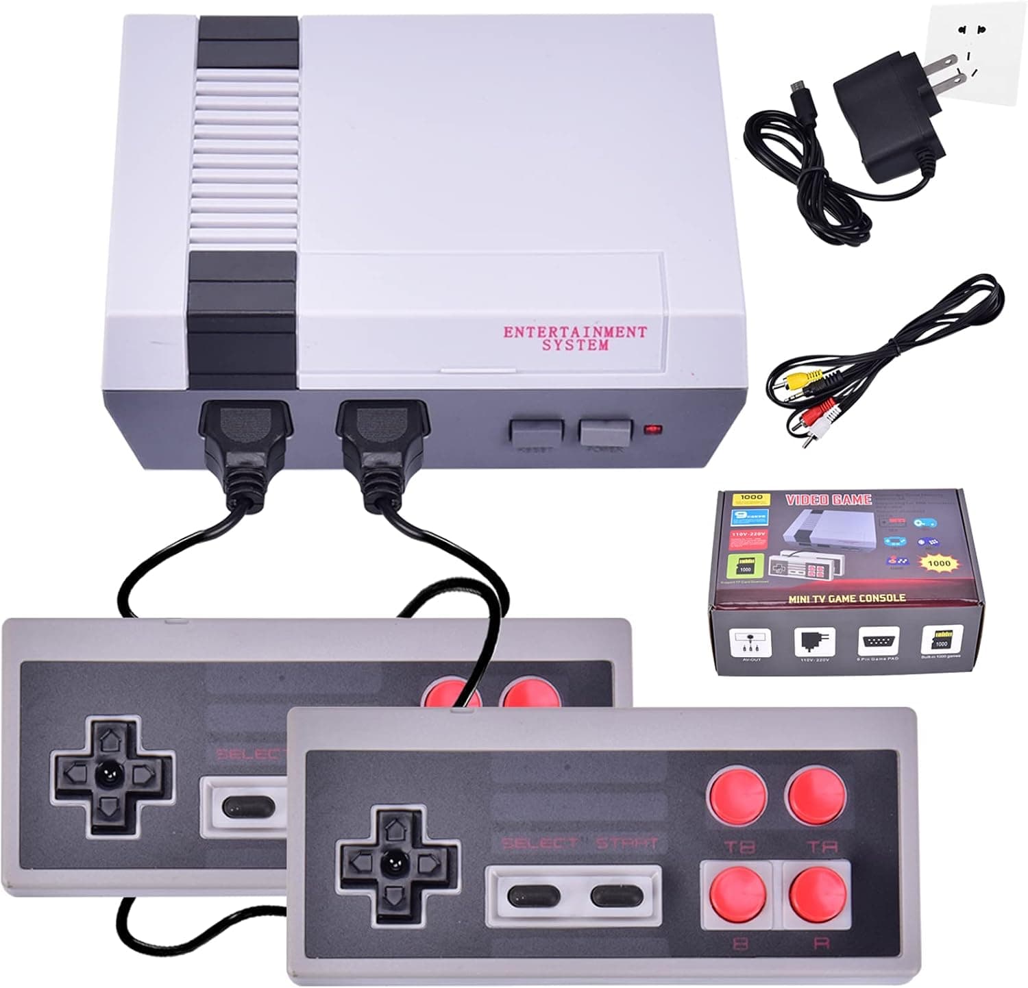 Classic Mini Retro Game Consoles Built-in 1000 Games Video Games,Childhood Game Consoles Dual Control 8-Bit Handheld Game Player Console Suitable (AV Out),Children Gift Happy Child Memories