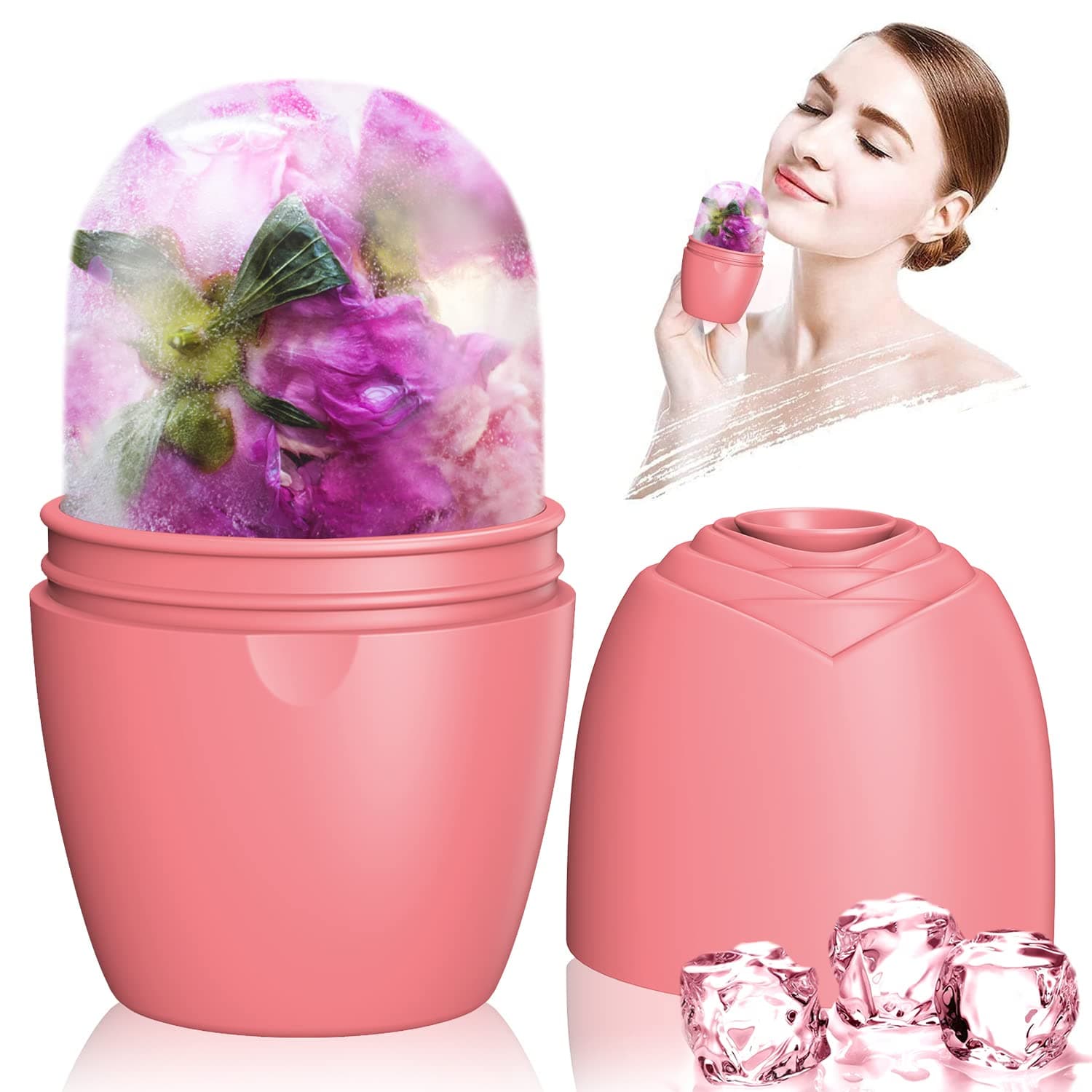 Ice Roller for Face, Ice Face Roller for Face and Eye, Brighten & Tighten Skin, Icing the Skin Remove Fine Lines Shrink Pores, Reusable Silicone Molder Beauty Treatment Tool