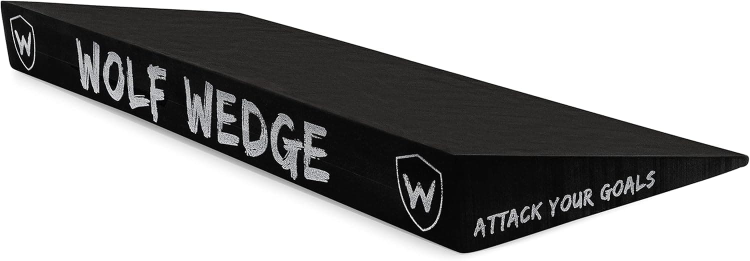 Wolf Wedge Squat Wedge - Slant Board Heel Lift for Strength and Knees Over Toes Squats - Calf Stretcher Incline Board- Wide Durable Heel Elevated Squat Wedge Block for Weightlifting and Mobility