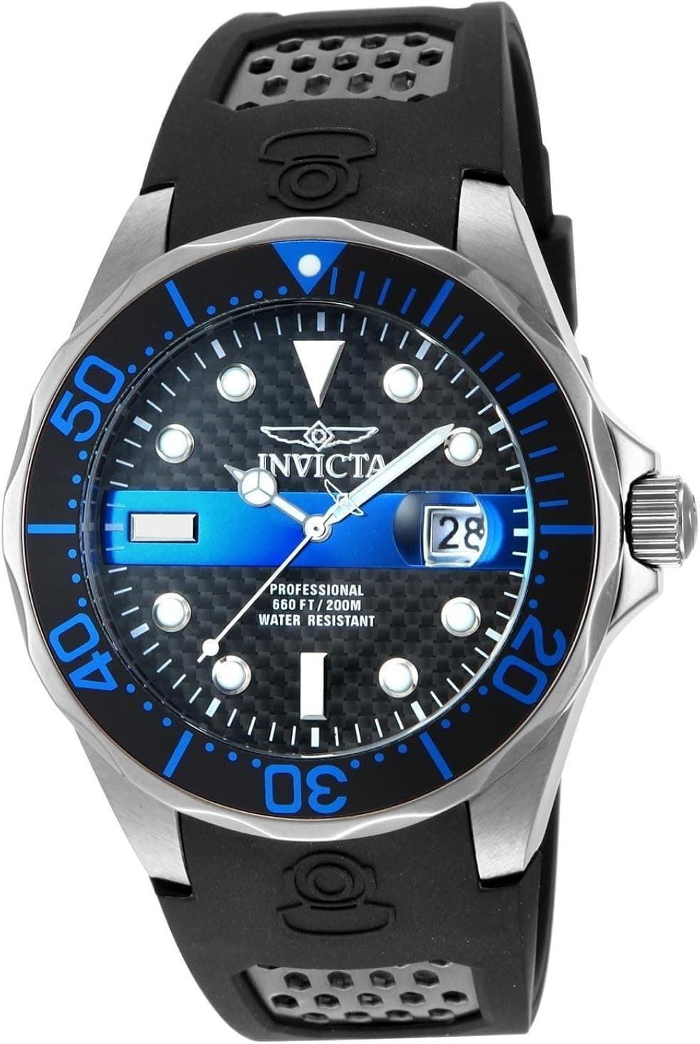 Invicta 14838 Men's Grand Diver Quartz Carbon Fiber Dial Polyurethane Strap W...