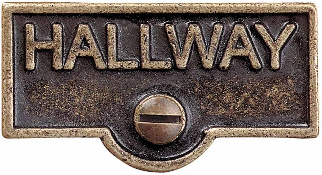 Switch Plate Tags HALLWAY Name Signs Labels Antique Brass | Renovator's Supply