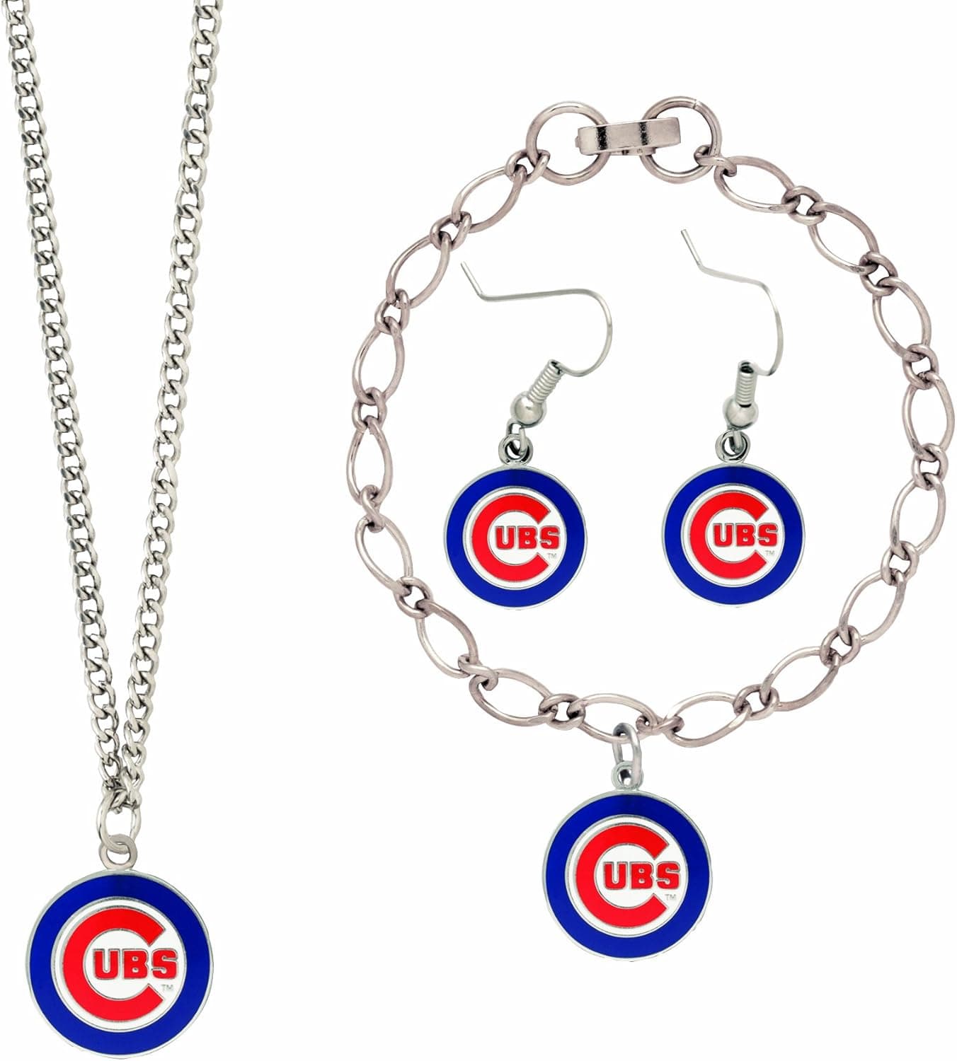 MLB Chicago Cubs Silver Cubs Logo Jewelry Set