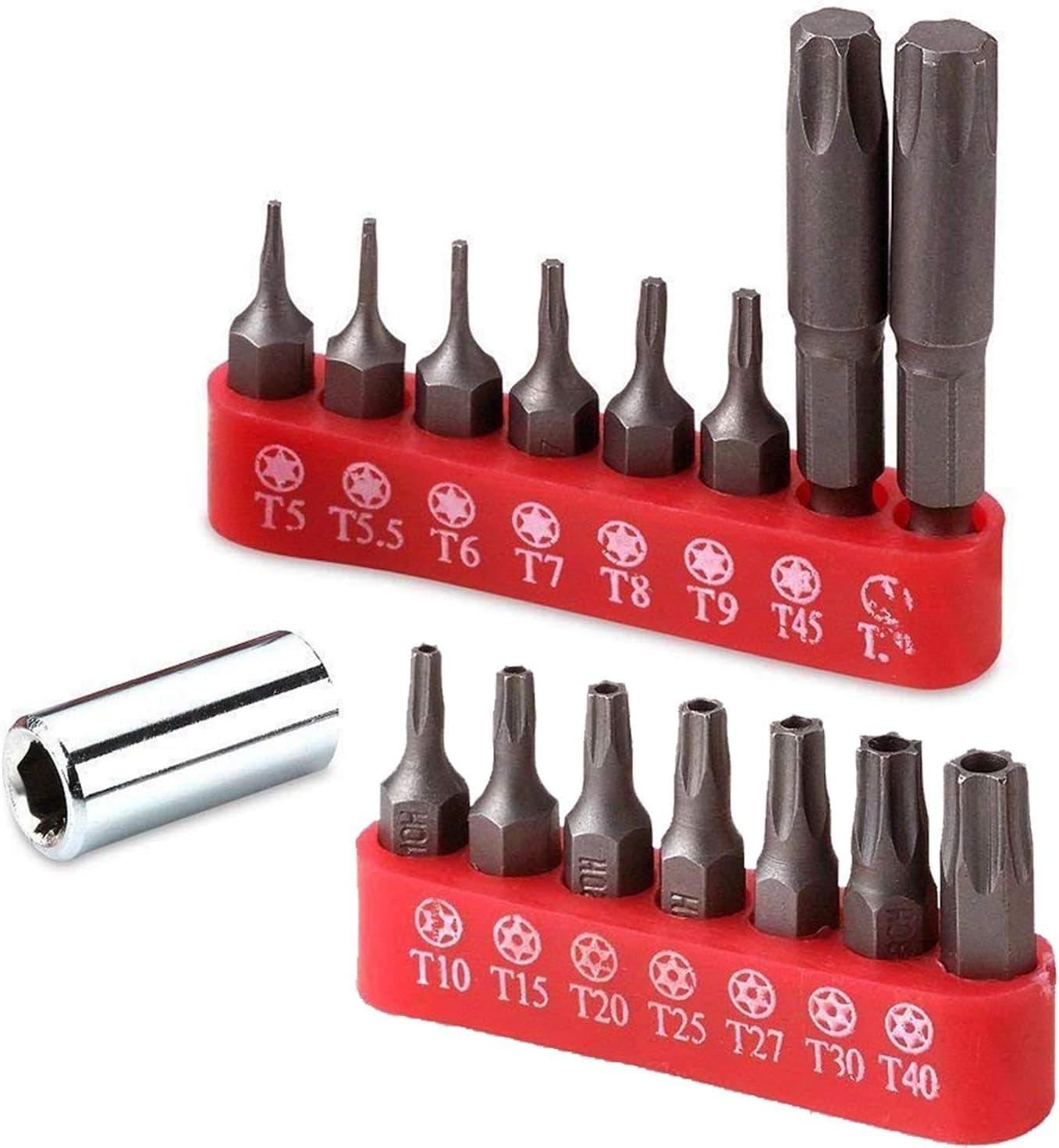 Katzco 6 Point Torx Star Bit Set – 16 Pieces Assorted Tamper Proof Star Bits for Automotive, Repairs, Trucks, Cars, Engines, Motorcycle, Interiors, Dash, Computers, and Consumer Electronics