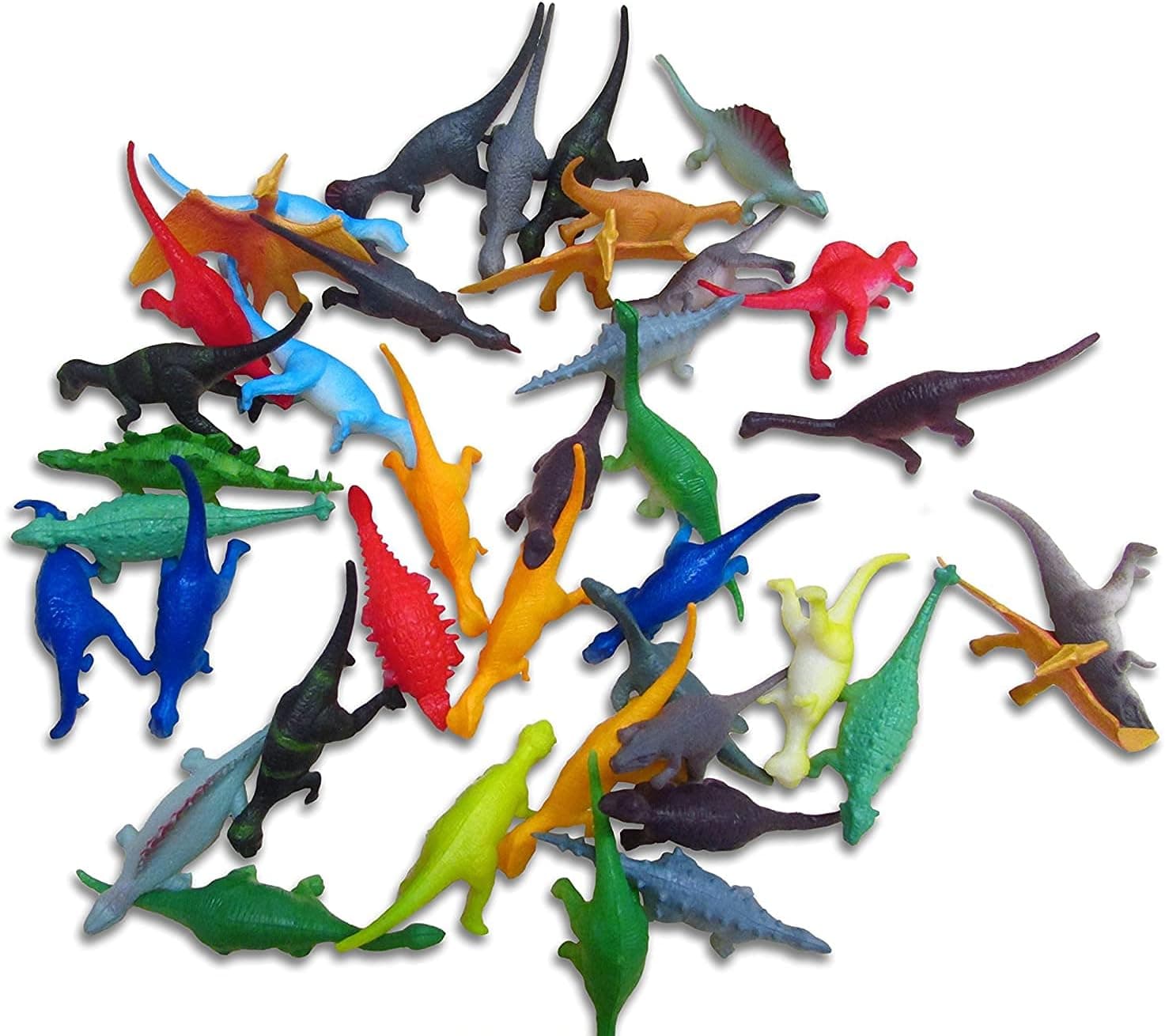 Toy Cubby Miniature Assorted Plastic Vinyl Dinosaur Figures - 36 pcs