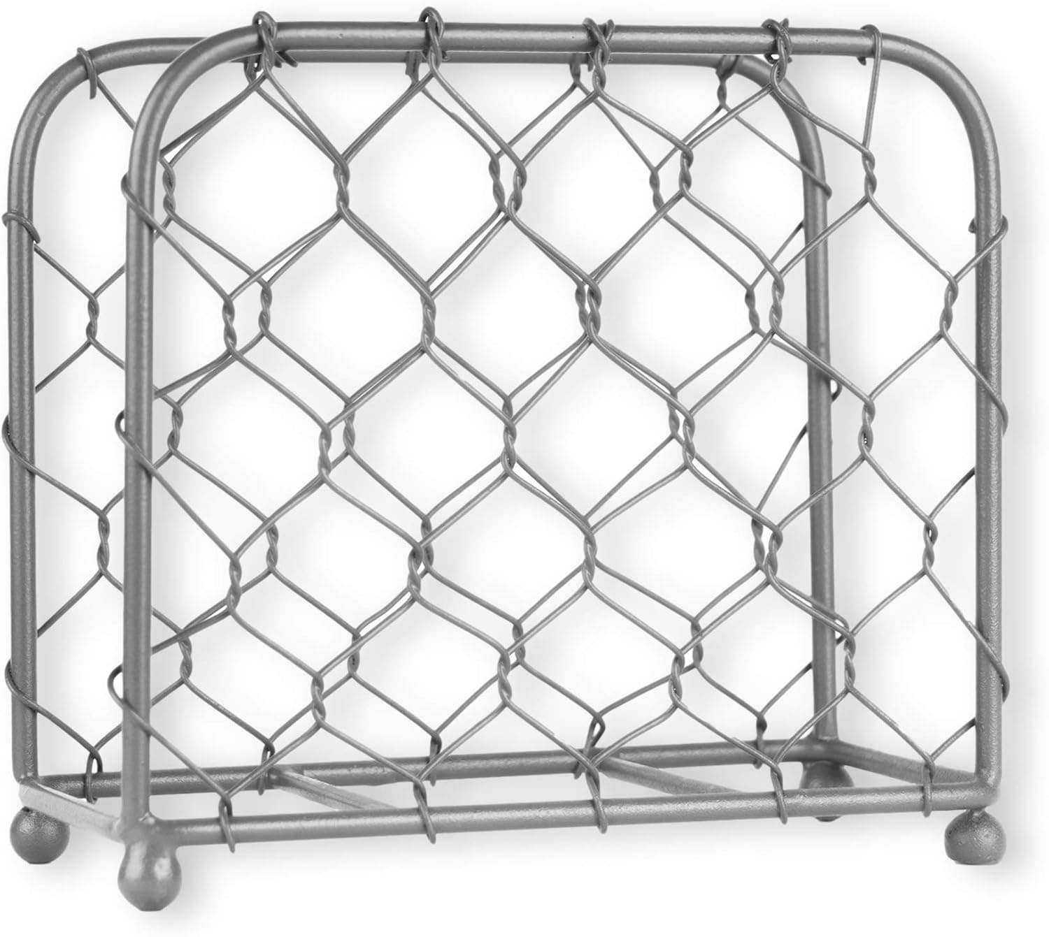 GoCraft Upright Napkin Holder | Chicken Wire Mesh Design | Rustic Farmhouse Napkin holder for tables (Matte Grey Finish)