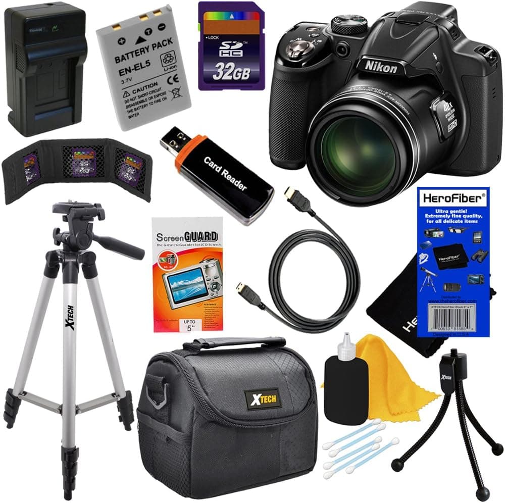 Nikon COOLPIX P530 16.1 MP CMOS Digital Camera with 42x Zoom NIKKOR Lens and Full HD 1080p Video - Black (Import) + EN-EL5 Battery & AC/DC Battery Charger + 10pc Bundle 32GB Deluxe Accessory Kit w/ HeroFiber® Ultra Gentle Cleaning Cloth