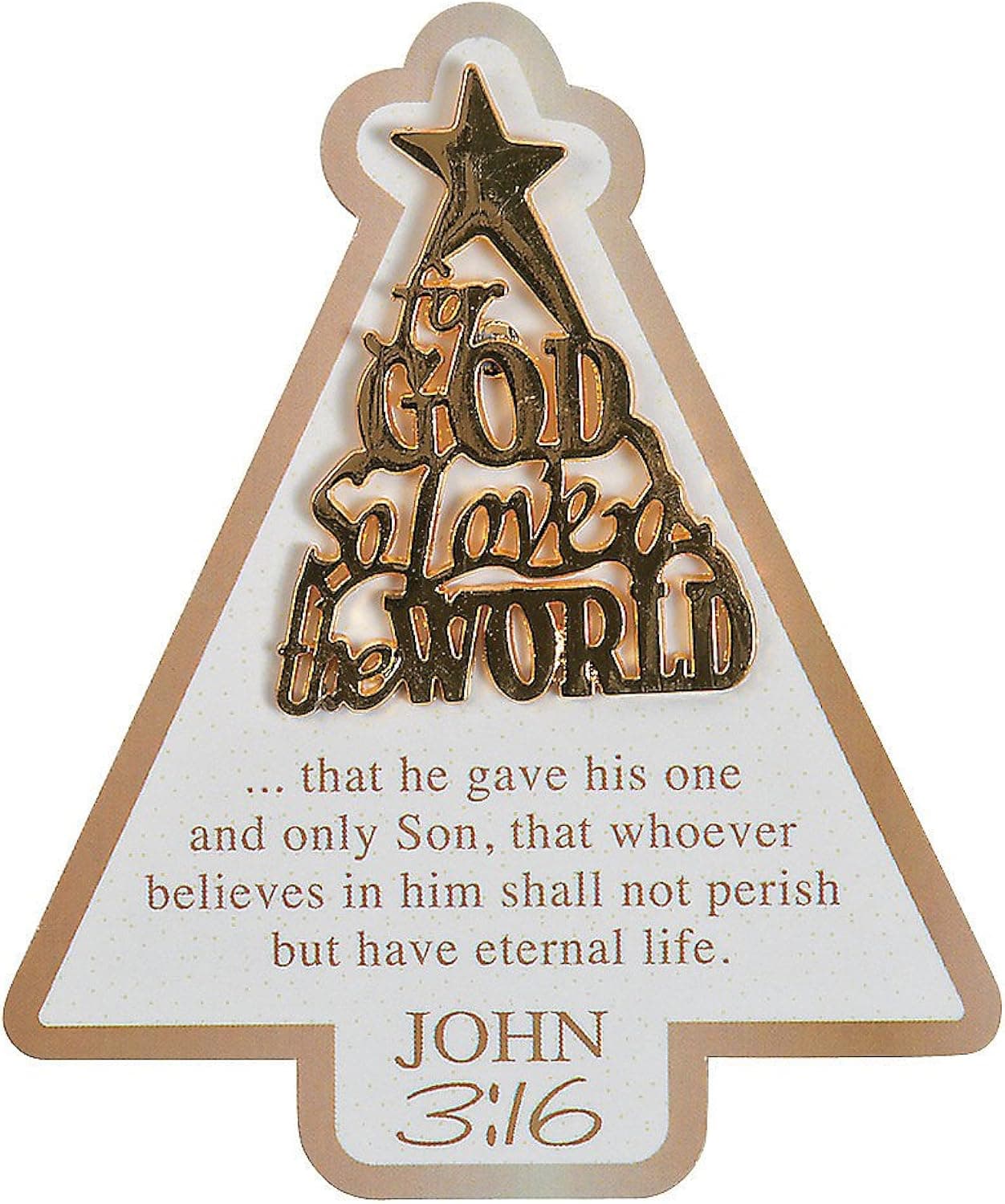Fun Express - John 3:16 Xmas Tree Pins On Cards for Christmas - Jewelry - Pins - Pin & Card Sets - Christmas - 12 Pieces White
