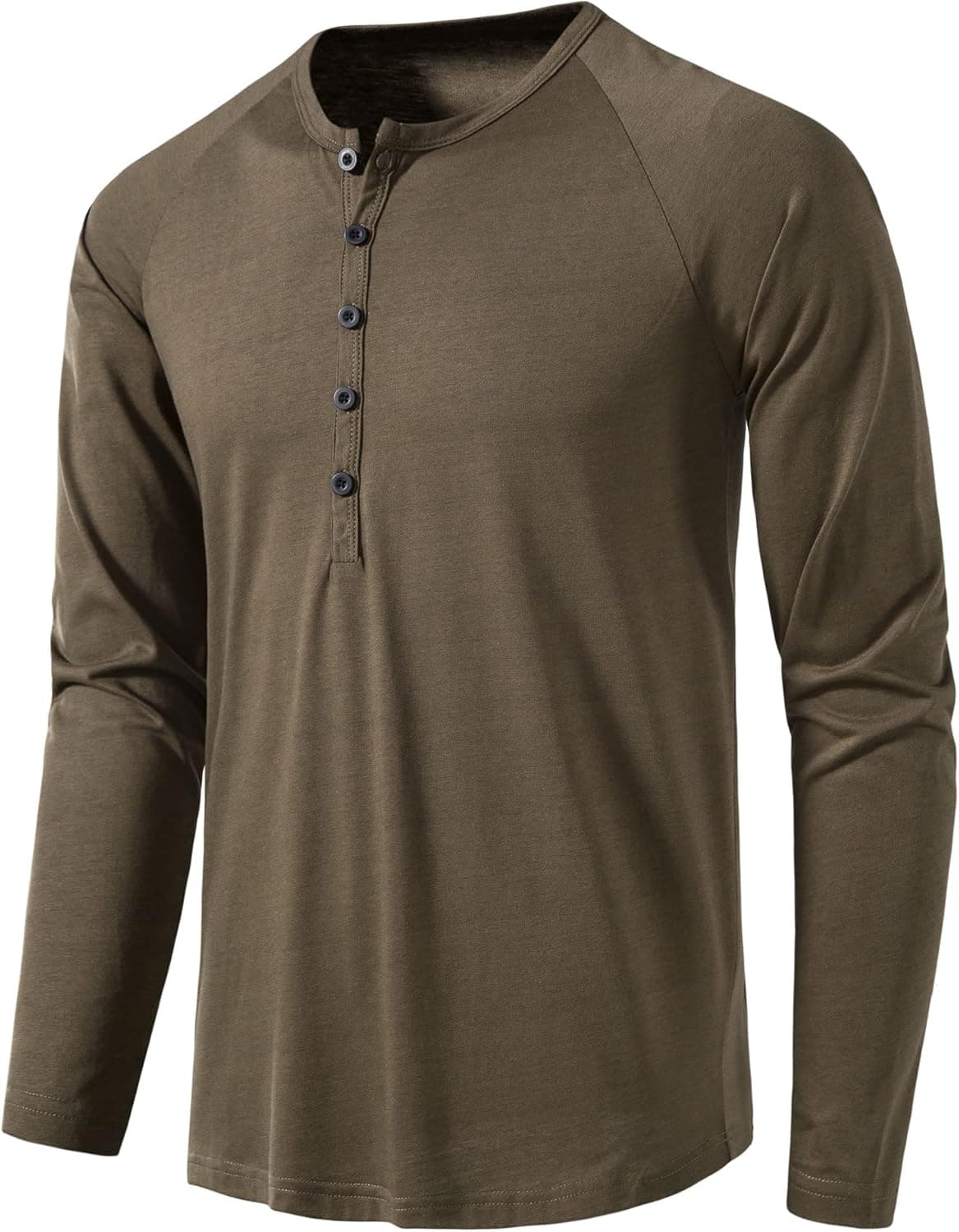 VANCOOG Mens Long Sleeve Casual Lightweight Fitted Henley T-Shirt