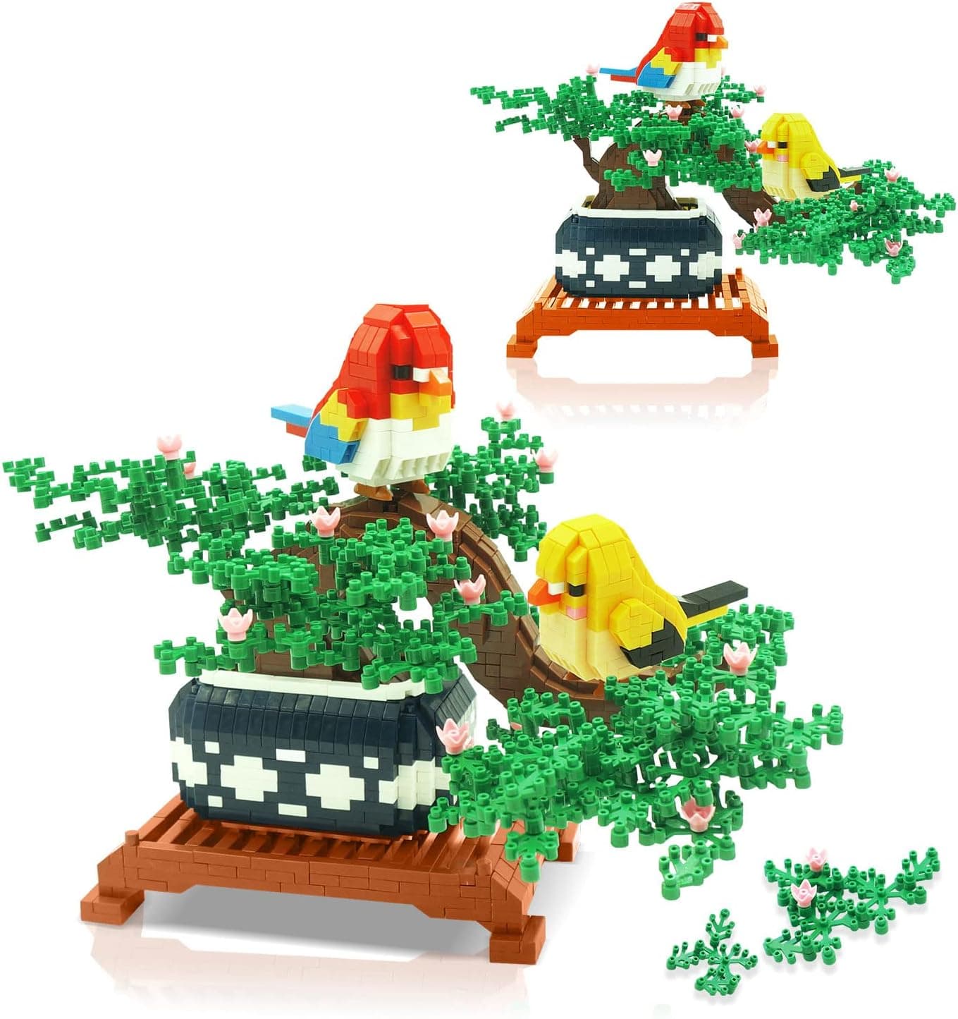 Beego Bonsai Tree Building Set Compatible with Lego 10281, 2 Cute Birds on Cherry Blossom Flowers Sakura Tree Mini Building Blocks Plant House Décor, Botanical Project Gift for Teen Adult(1496 PCS)