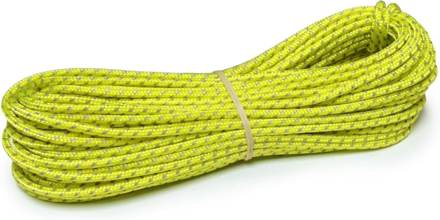 Lawson Equipment Reflective Glowire Cord 3mm (Yellow, 50' Hank) Made in USA