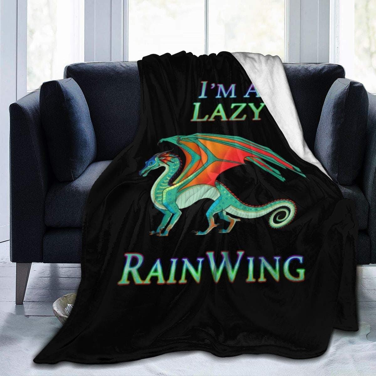 YunDon 3D Printing Ultra-Soft Micro Fleece Blanket,I'm A Lazy RainWing Blanket Sheet for Home Bed, Sofa & Dorm 50"x40"