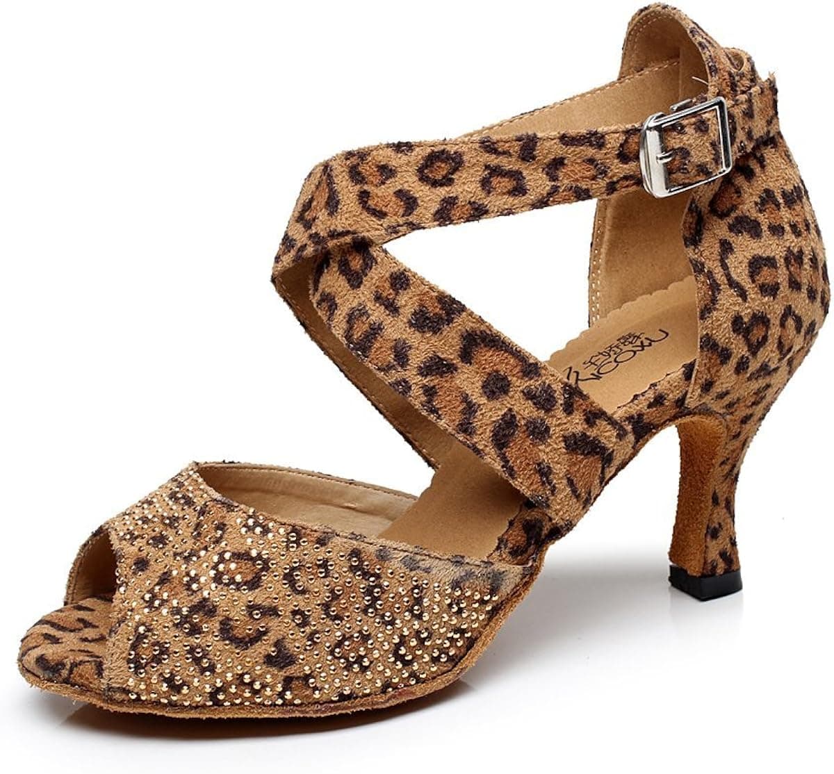 BAYSA Women Ballroom Salsa Dance Shoe (US8.5, Leopard)