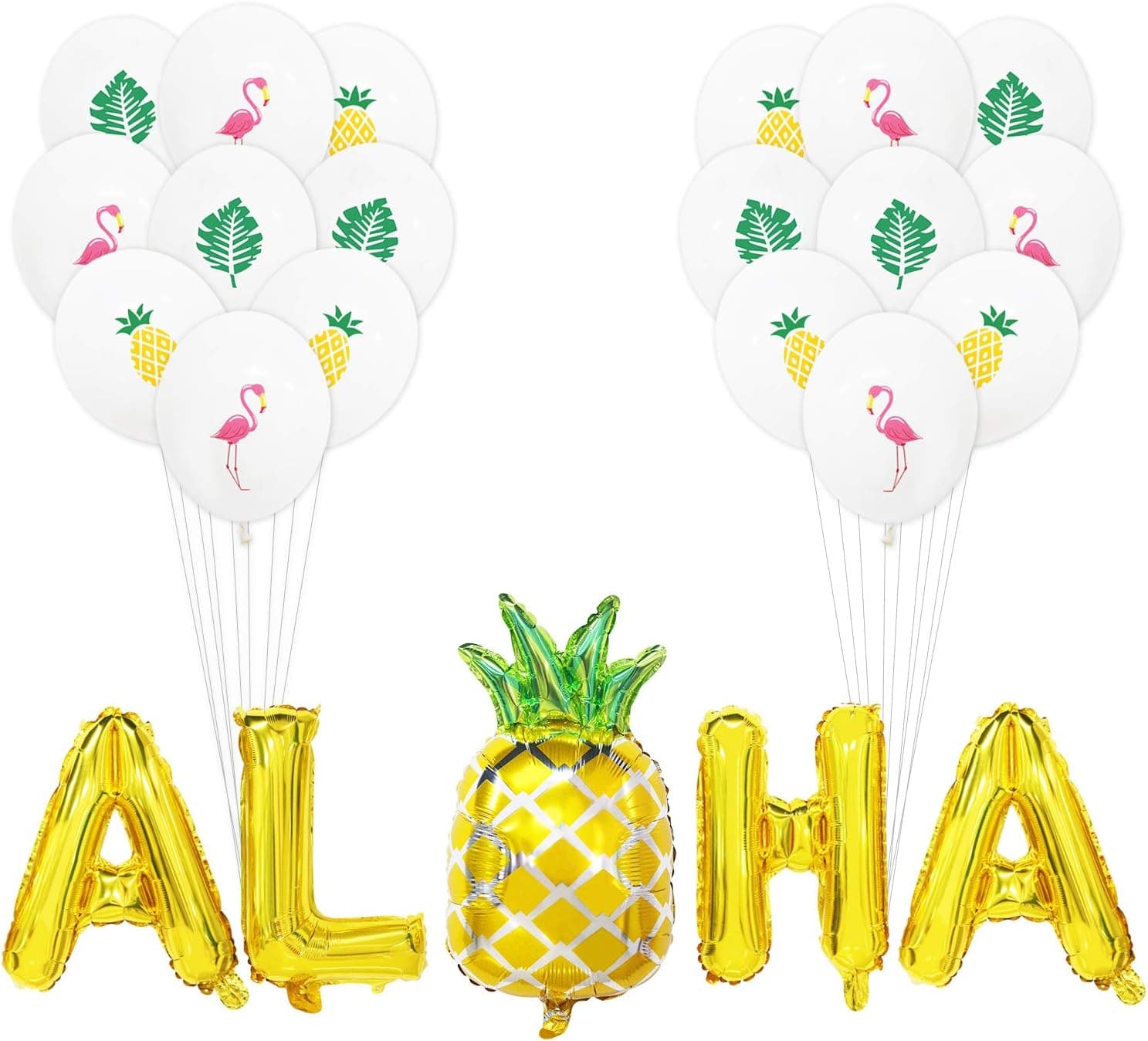 Aloha Balloon Banner | Aloha Balloon Letters | Aloha Balloons with Pineapple | Aloha Balloons Large | Aloha Balloons Gold Pineapple | Aloha Mylar Balloons | Hawaii Luau Aloha Party Decorations | 16IN