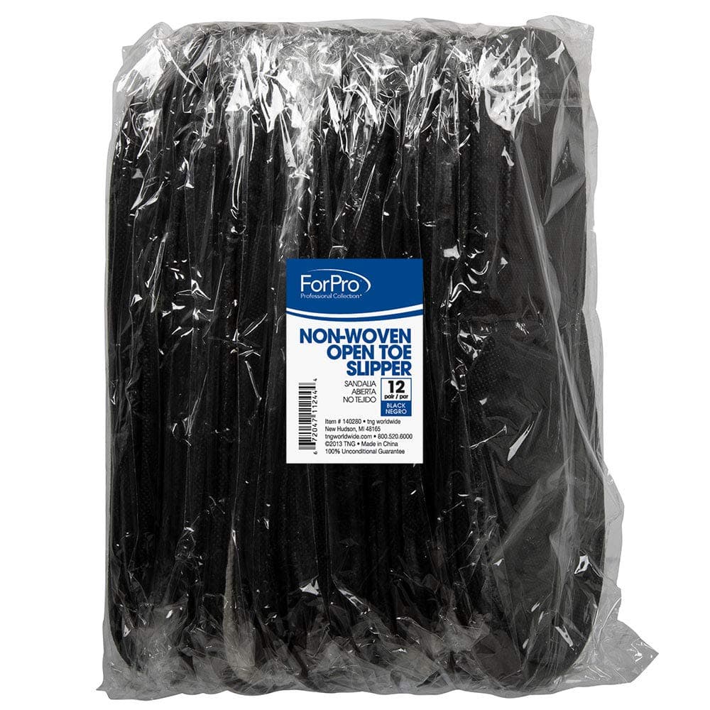 For Pro Non-Woven Spa Slipper, Black, 12 Count