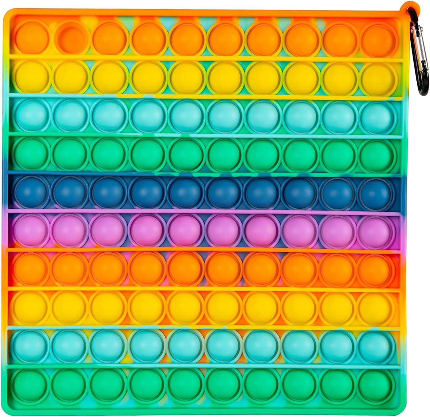 Dingfeng Big Size Push Pop Bubble Sensory Fidget Toys, Stress Reliever Silicone Pressure Relieving Toy, for Special Needs Children Autistic Kids Anxiety Adults Rainbow Color (Square rainbow-20cm)