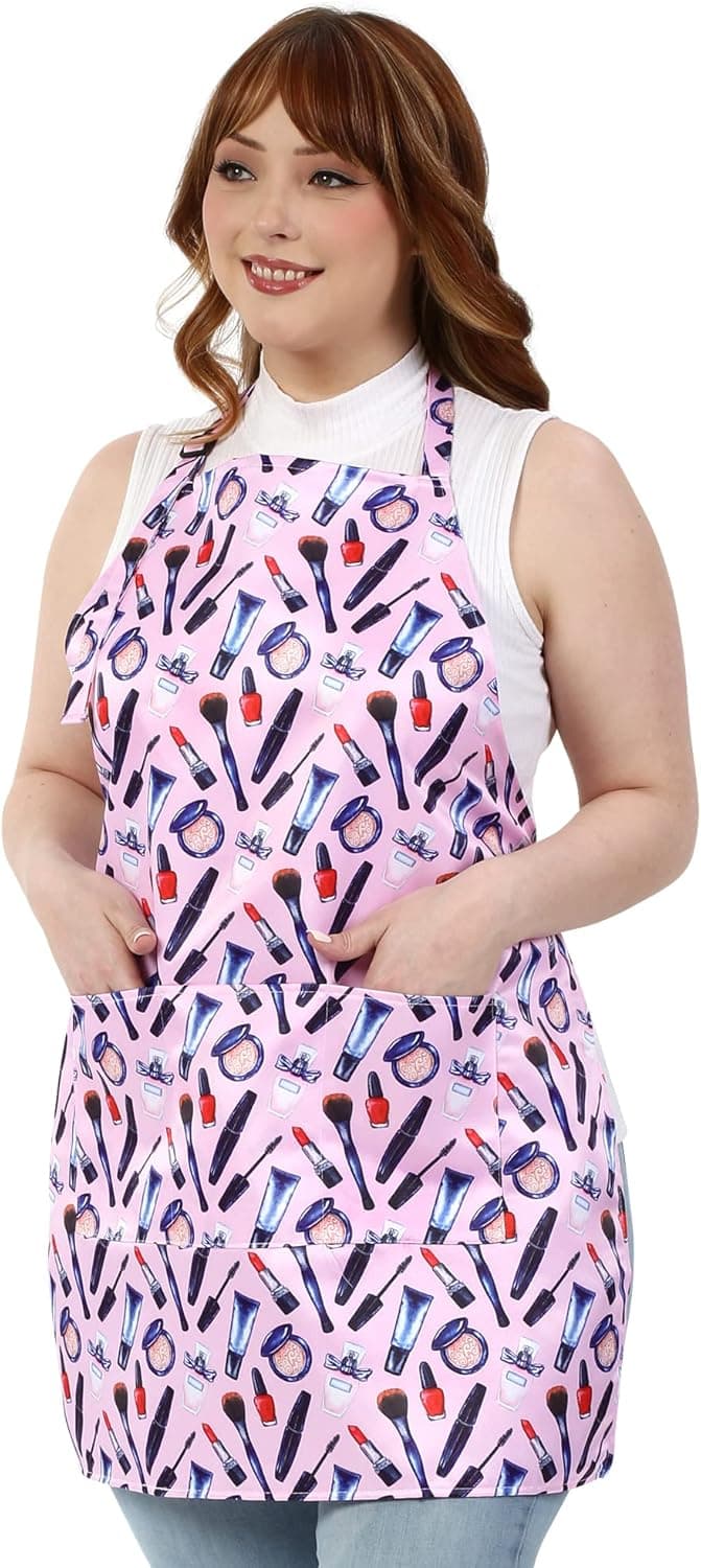 Plum Hill Esthetician Cosmetology Make-up Artist Waterproof Stylist Apron with Pockets, Pink
