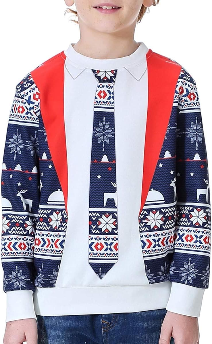 BesserBay Kid's Christmas Ugly Sweatshirt Xmas Long Sleeve Funny Shirt 4-14 Years