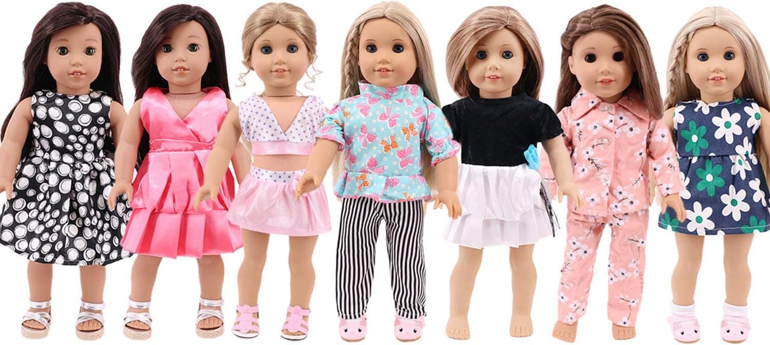ZWSISU 18-Inch 7 Outfits Clothes for American 18inch Girl Doll Accessories Set