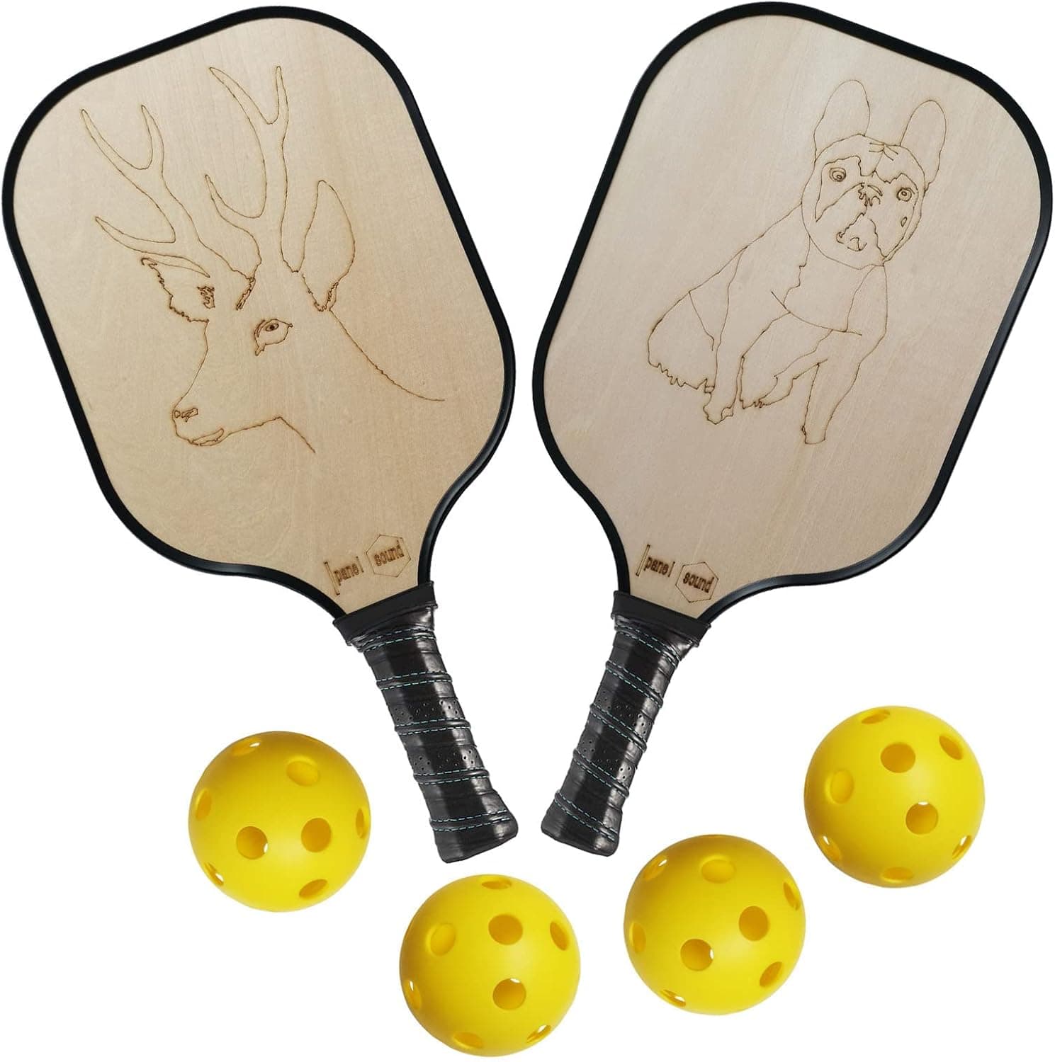 Wood Pickleball Paddles Set with Balls