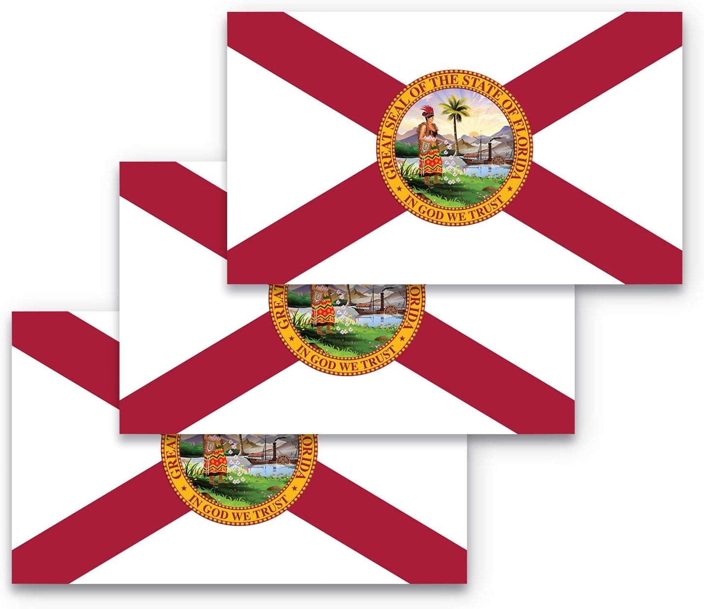 3x5 Florida Flag Sticker Florida Sticker 3-Pack Made with Durable Waterproof Materials Florida State Flag Bumper Sticker Florida Sticker State Flag of Florida Decal