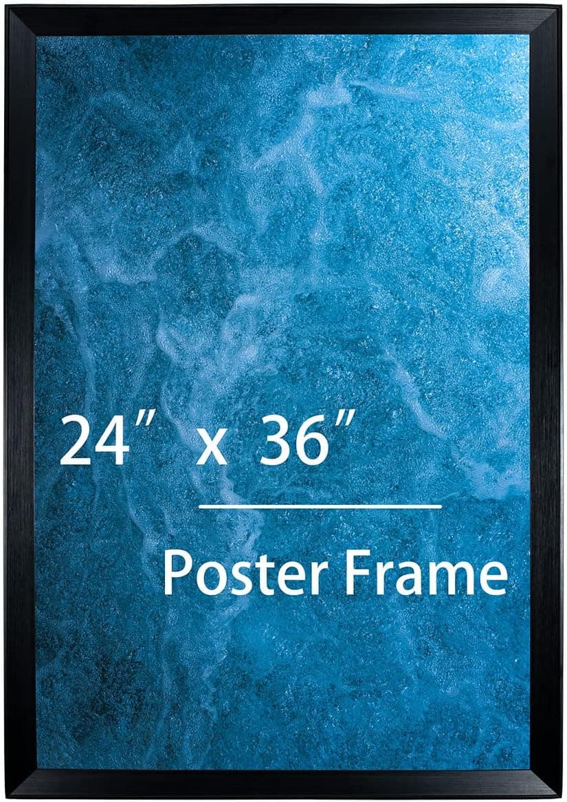 xyloimism 24x36 Black Frame, Wide 24 by 36 Poster Frames with Plexiglass 36x24 Frame Lightweight (Wider the frame, Conner protector,Wood grain)