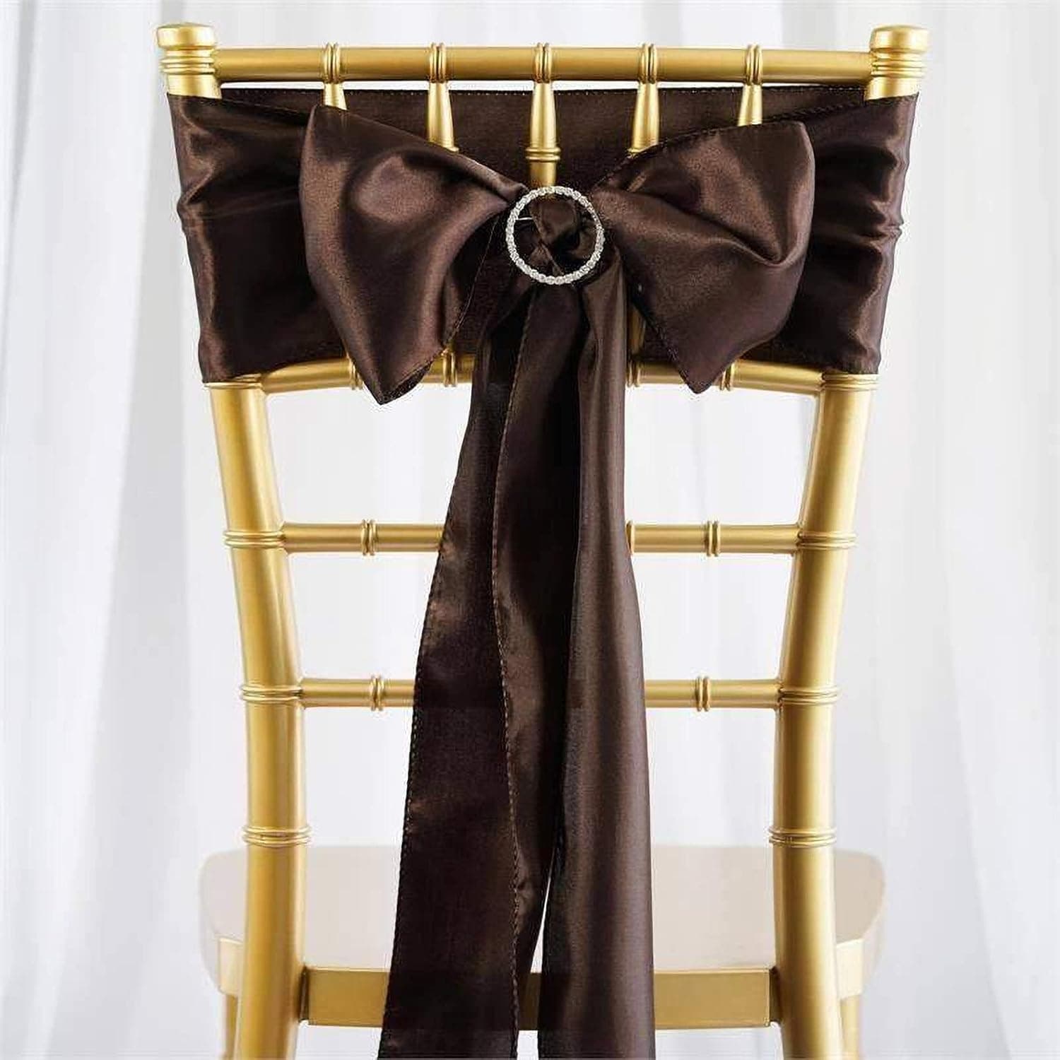 Efavormart 25 Pack | Chocolate Satin Chair Sashes | 6"x106"