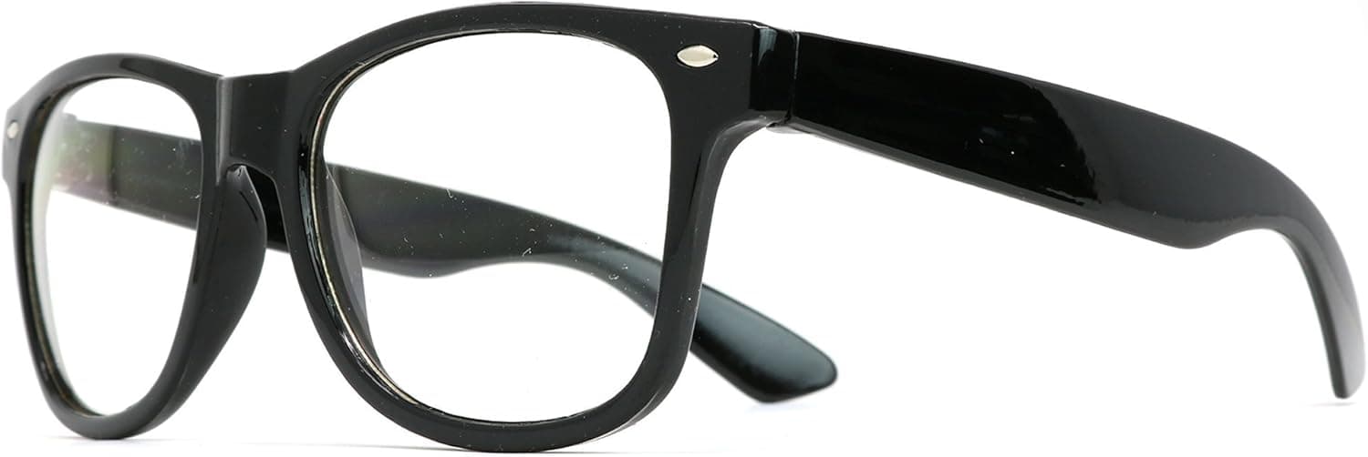 Skeleteen Retro Nerd Costume Glasses - Oversized Black Hipster Eyeglasses With Clear Lenses - 1 Pair