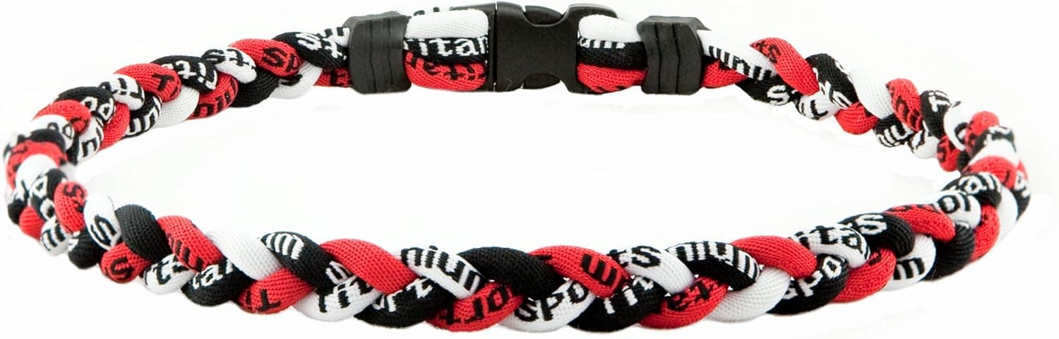 Ionic Titanium Sports Necklace Red Black & White
