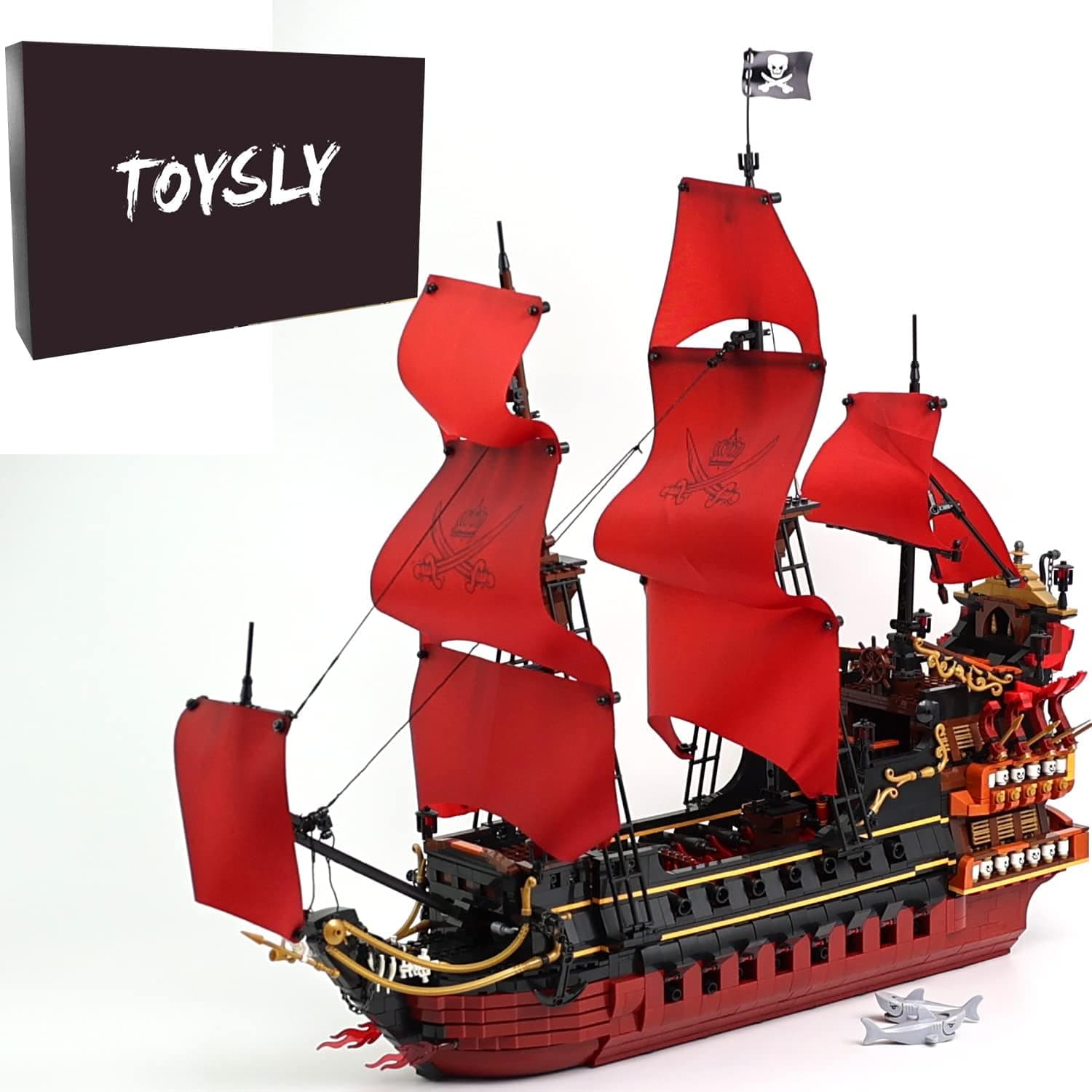 TOYSLY Queen Anna's Revenge Pirate Ship Model Building Blocks Kit, Large Pirate Ship Model Set and Assembly Toy, Creative Build and Play for Adults Teens Kids (3694 PCS)