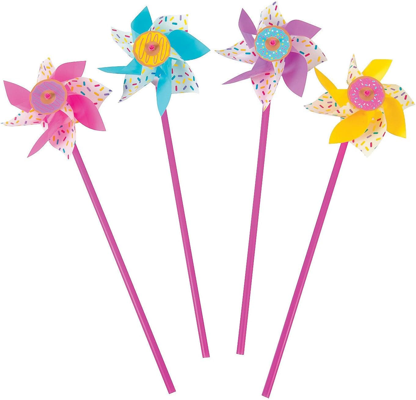 Fun Express Donut Party Pinwheels (Set of 12) Birthday Party Supplies and Favors