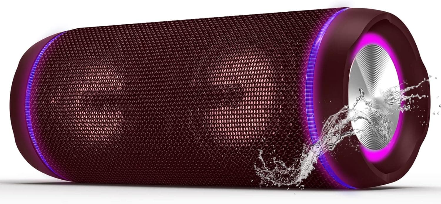 EDUPLINK Bluetooth Speakers Louder Volume Deep Bass Long Battery Life ip67 Waterproof Charge Out for Outdoor (Red)