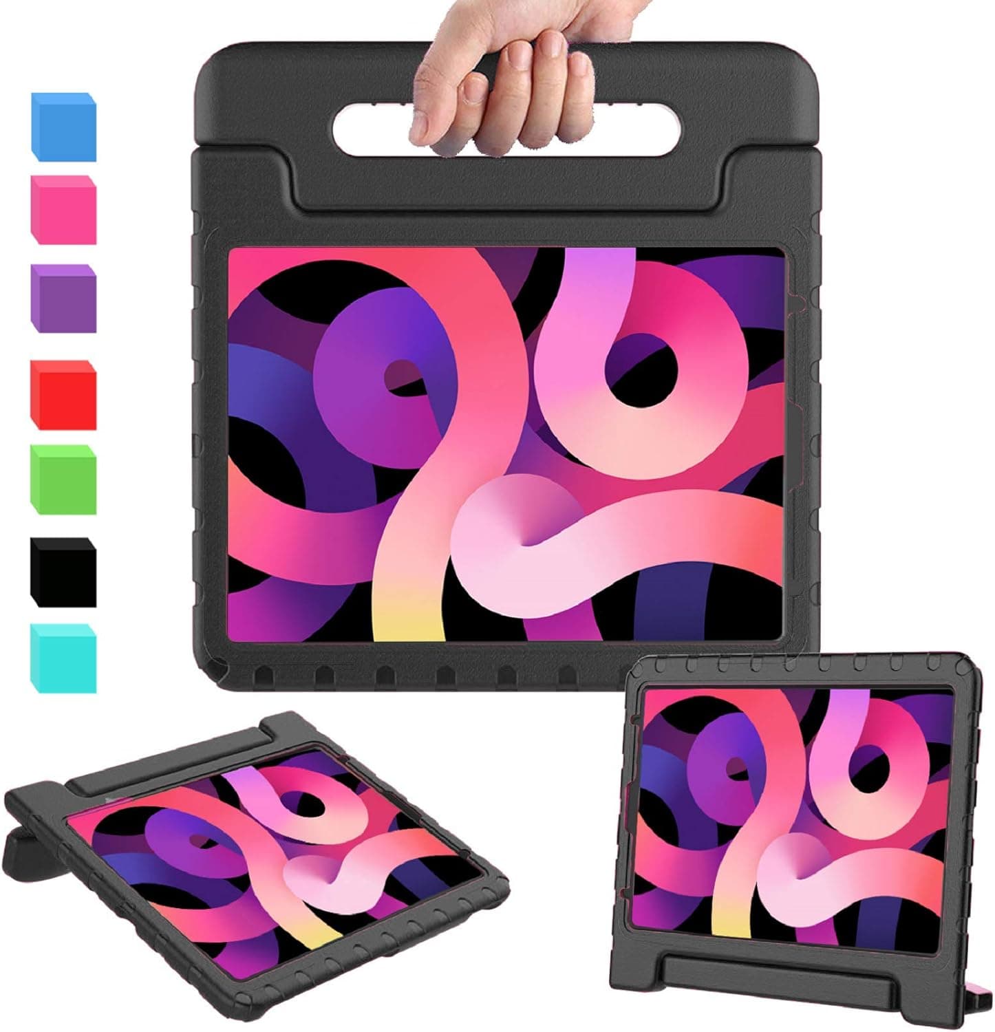 AVAWO Kids Case for iPad Air 5th/4th Generation (10.9 inch), iPad Air 5 2022 & iPad Air 4 2020 Case Cover- Light Weight Shockproof Handle Stand Kids Case for iPad Air 5 & Air 4 (2022 & 2020), Black