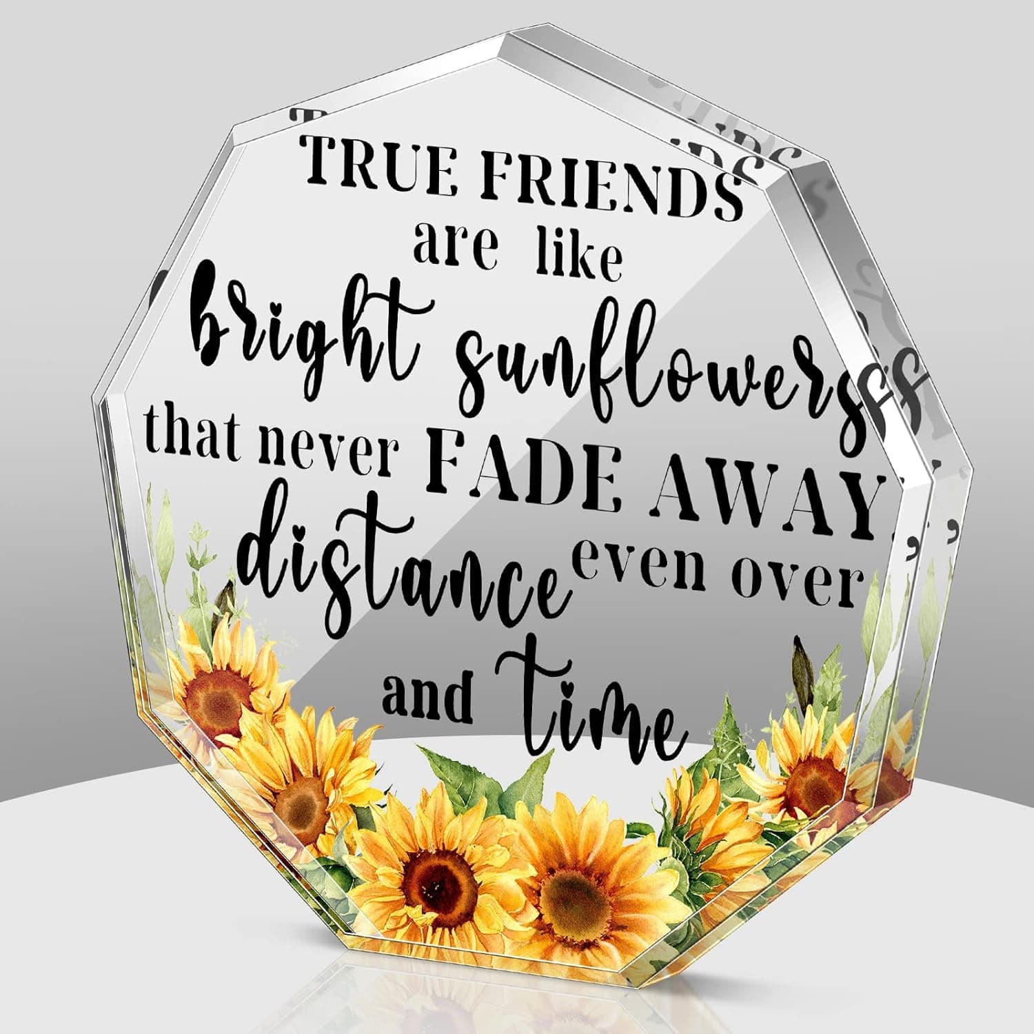 Yulejo Friendship Gifts for Women Christmas Friend Gift Sunflower Gift for Women Acrylic Heart Bestie Friend Birthday Gift Apart Long Distance Going Move Away BFF Gift (Polygon Sunflower)