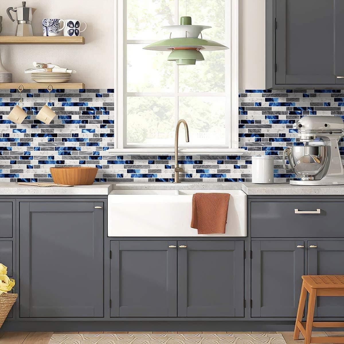 STICKGOO Thicker Design Peel and Stick Tile Backsplash(Sample, Deep Blue)