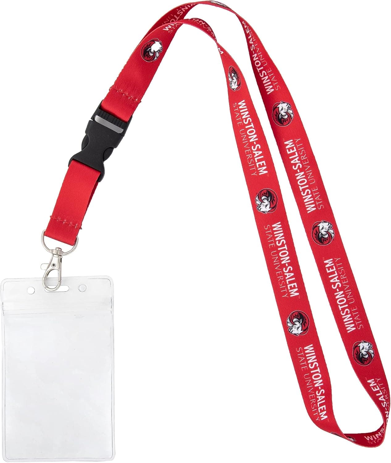 Desert Cactus Winston-Salem State University Lanyard WSSU Rams HBCU Car Keys College ID Badge Holder Keychain Detachable Breakaway Snap Buckle (w/ Pouch Red)