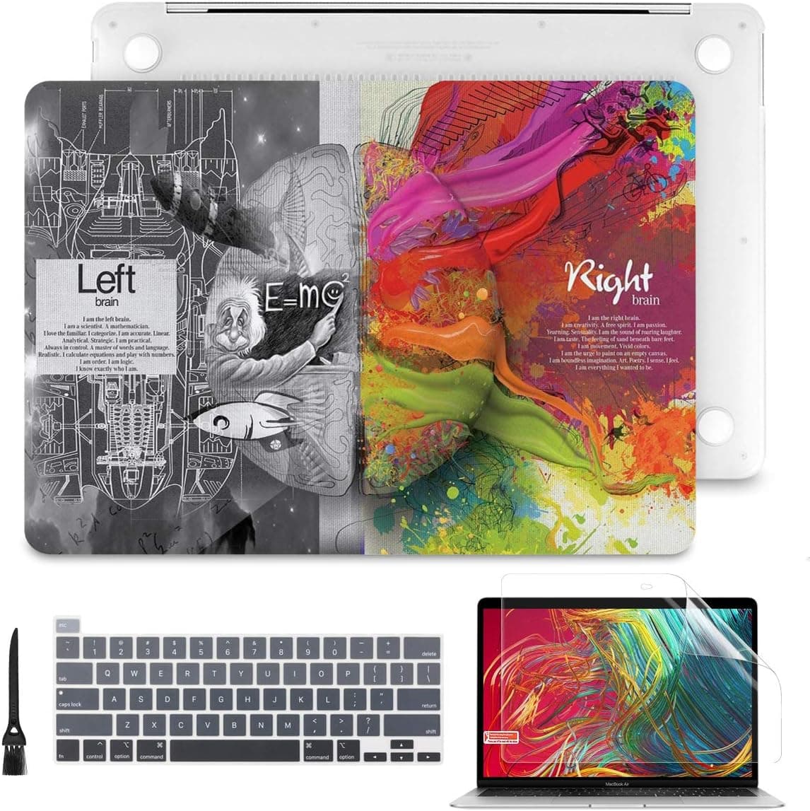 Batianda for Latest MacBook Pro 13 Case M2 Chip 2022 2021 2020 Release Model: A2338 M1/A2289/A2251, Plastic Hard Shell Case with Keyboard Cover Screen Protector (Creative Brain)