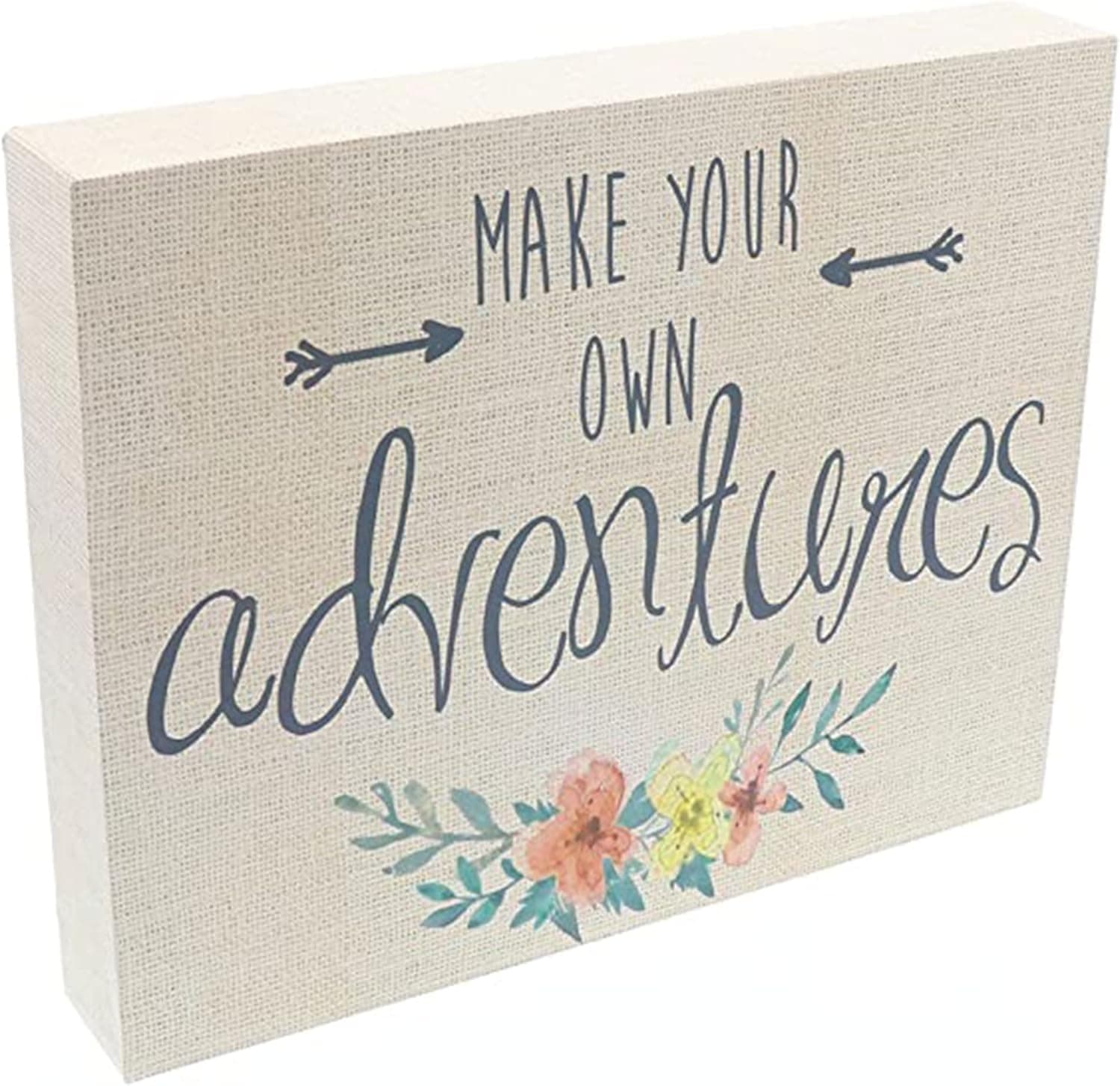 Barnyard Designs Make Your Own Adventures Box Sign, Primitive Country Farmhouse Home Decor Sign with Sayings 10" x 8"