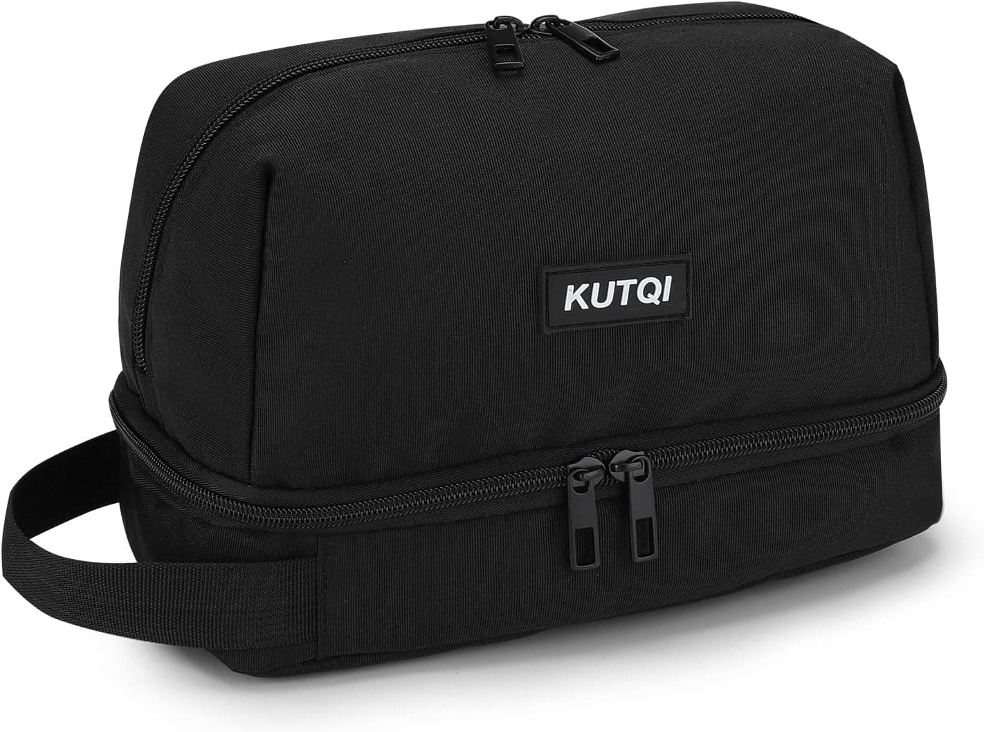 KUTQI Travel Toiletry Bags for Men Women, Portable Travel Wash Bags Organizer Foldable Storage Cosmetic Bags with Compartment Lightweight Hanging Water-Resistant Toiletries Accessories(Black)