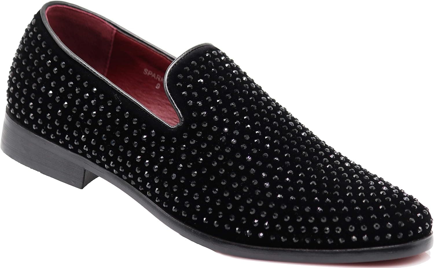 SPK26 Men's Vintage Velvet Rhinestone Designer Dress Loafers Slip On Shoes Classic Tuxedo Dress Shoes