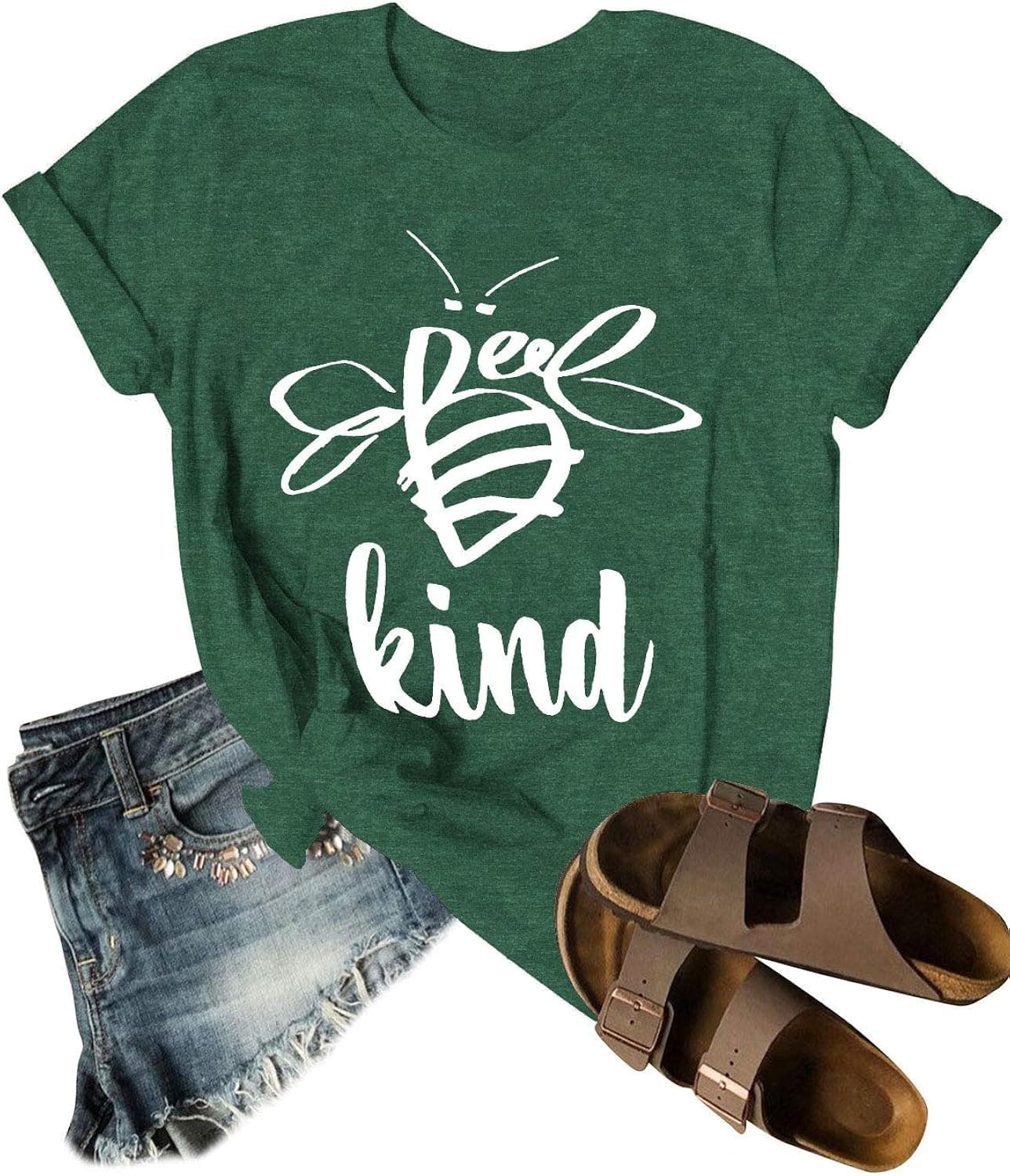 Dresswel Be Kind Tshirt Women Short Sleeve T-Shirt Bee Graphic Tee Long Sleeve Pocket Shirt Casual Tops