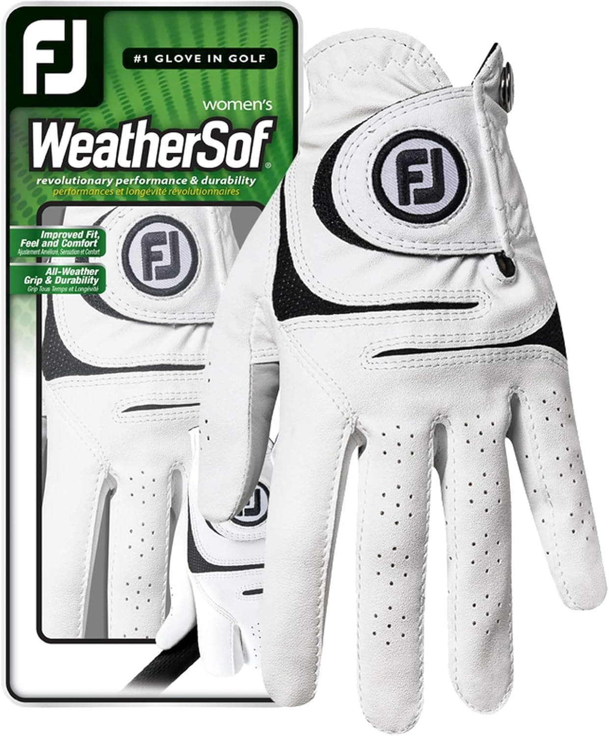 FootJoy Women's WeatherSof Golf Glove, White Medium/Large, Worn on Left Hand