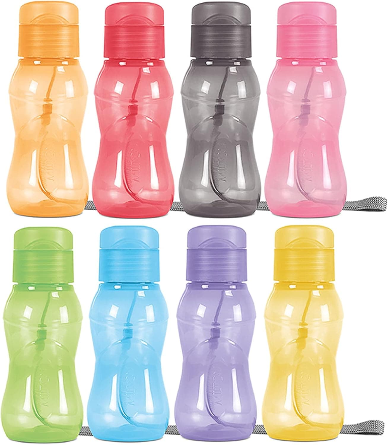 MILTON 8 pack 6 oz Kids Water Bottle for School Leak Free Flip Lid- Portable Small Sports Water Bottle for Adults Carry Strap Party Favors for Kids Treats Prizes Gifts Goodie Bag Stuffers Bulk Pack