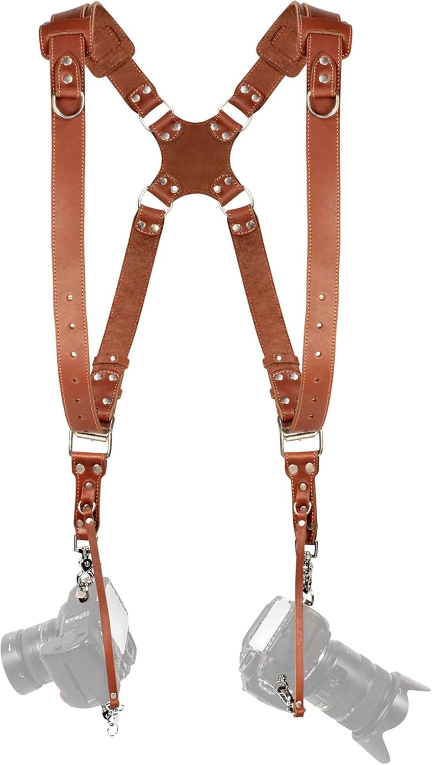 Camera Accessories Dual Harness Two Cameras Shoulder Leather Strap Multi Gear Double Camera Accessories DSLR/SLR by C Coiro