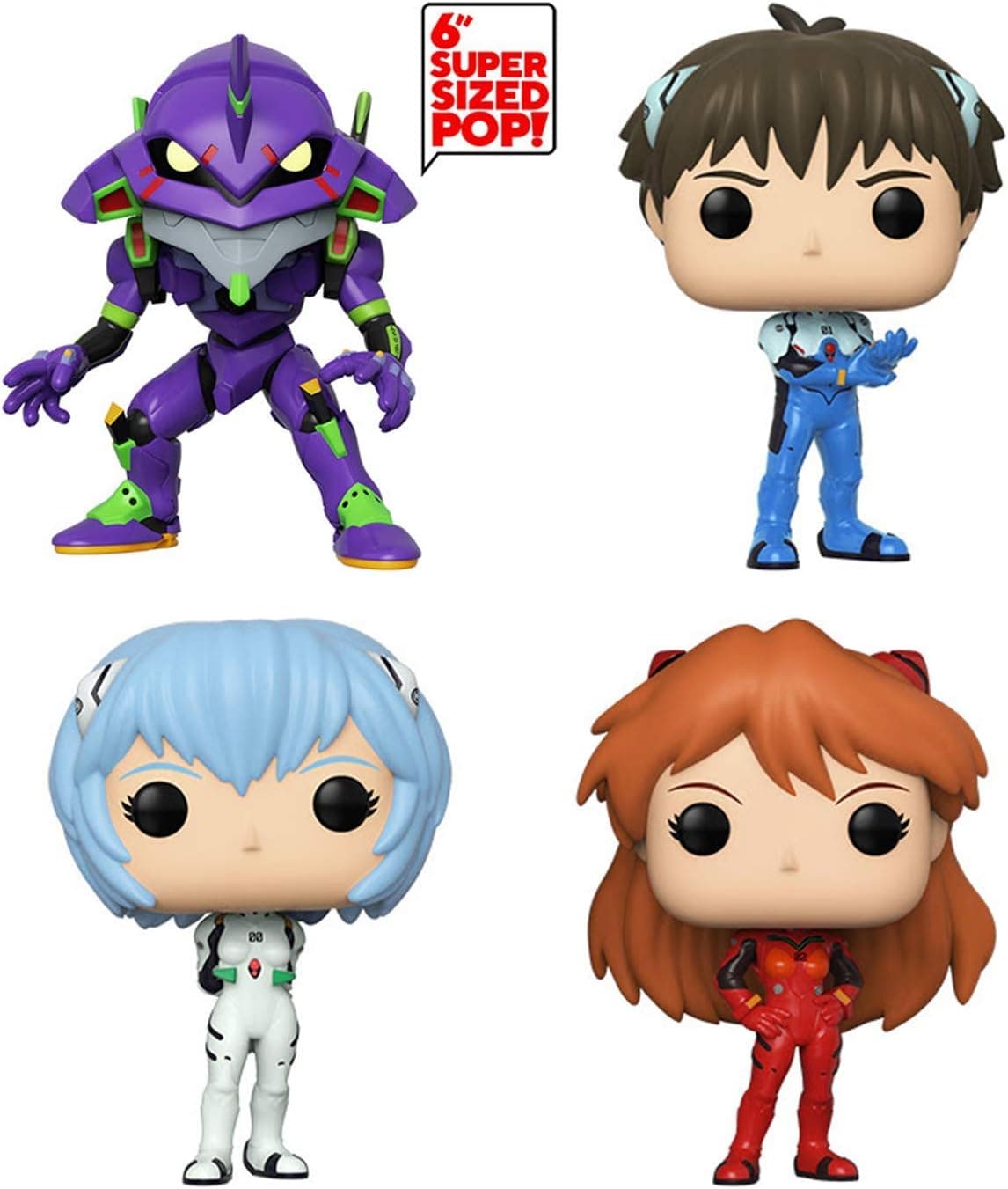 Funko Pop! Bundle of 4: Evangelion - 6 Eva Unit 01, Shinji Ikari, Rei Ayanami and Asuka Langly Soryu