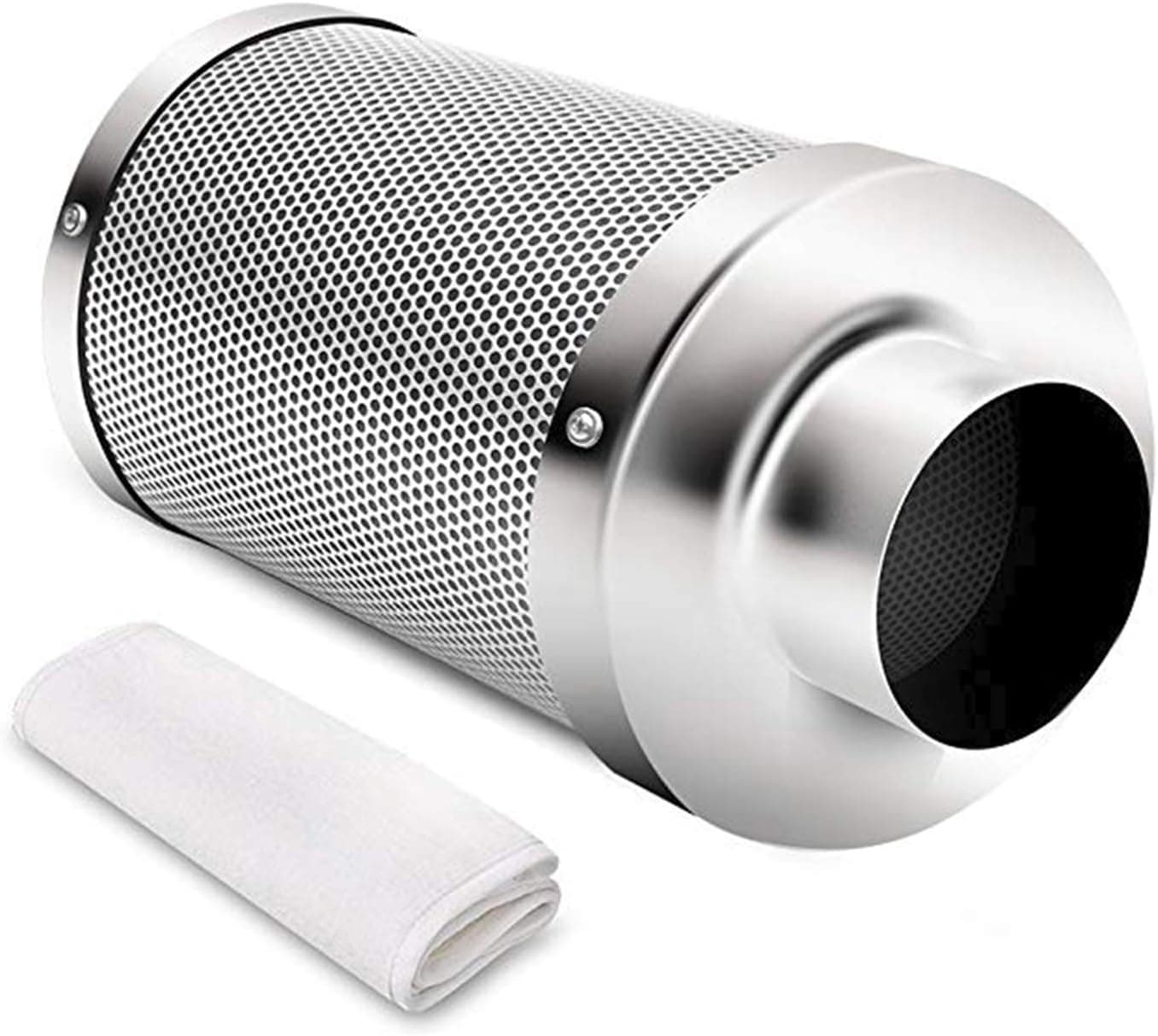 HG Power 6 Inch Air Carbon Filter Odor Control with 38mm Australia Activated Charcoal Filter for Inline Duct Fan, Grow Tent, Hydroponics, Odor Scrubber Silver